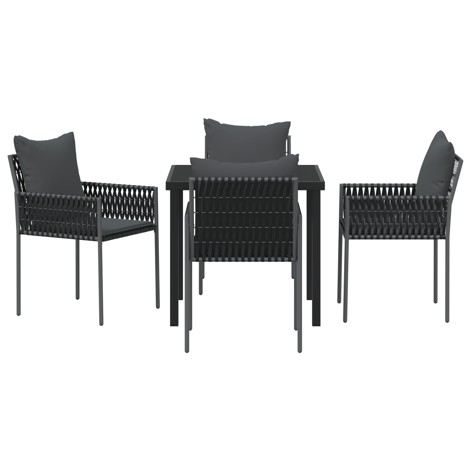 Set de 3 Negru, Gri Închis Rattan PE Standard Robust GartenMobel Dekor