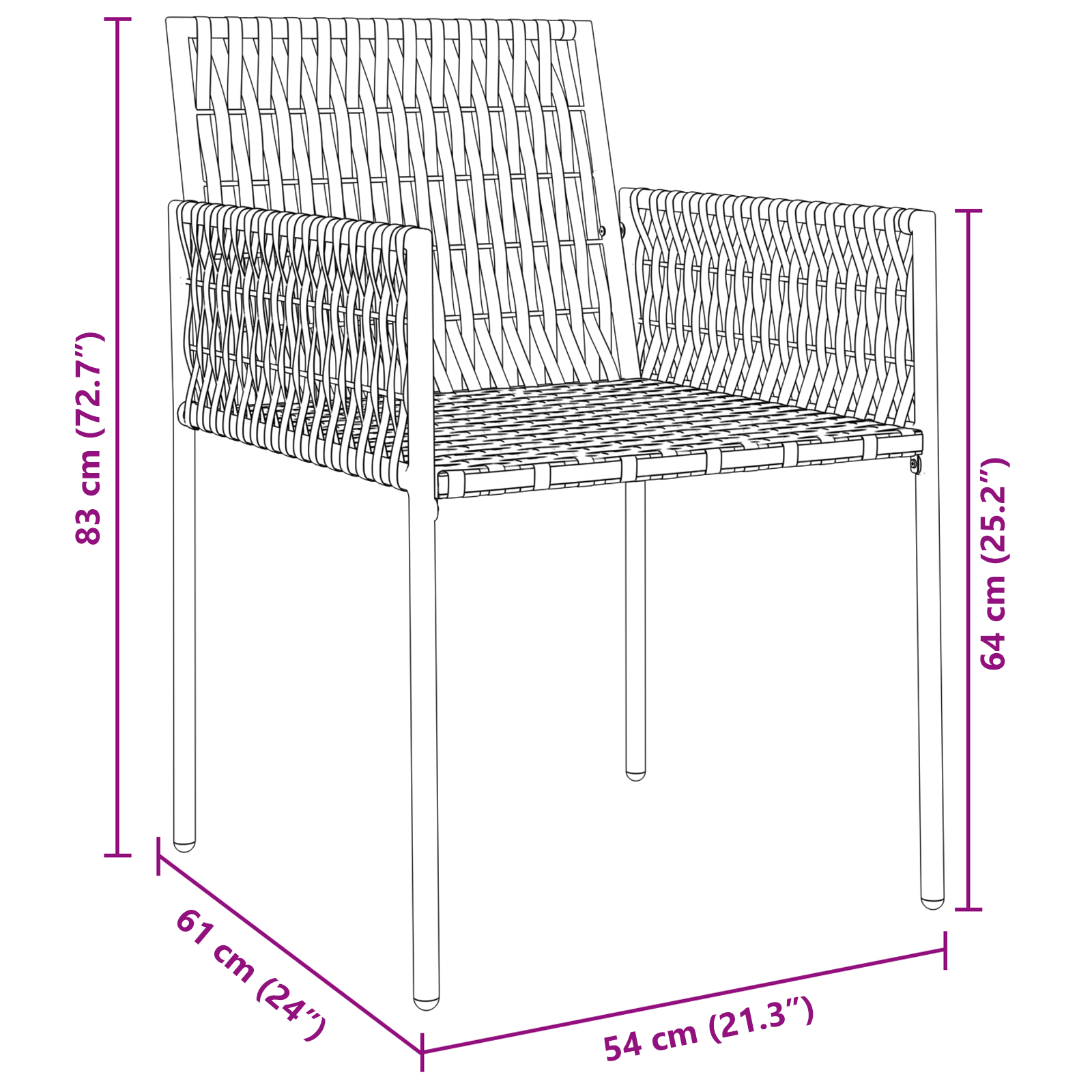 Set de 3 Negru, Gri Închis Rattan PE Standard Robust GartenMobel Dekor