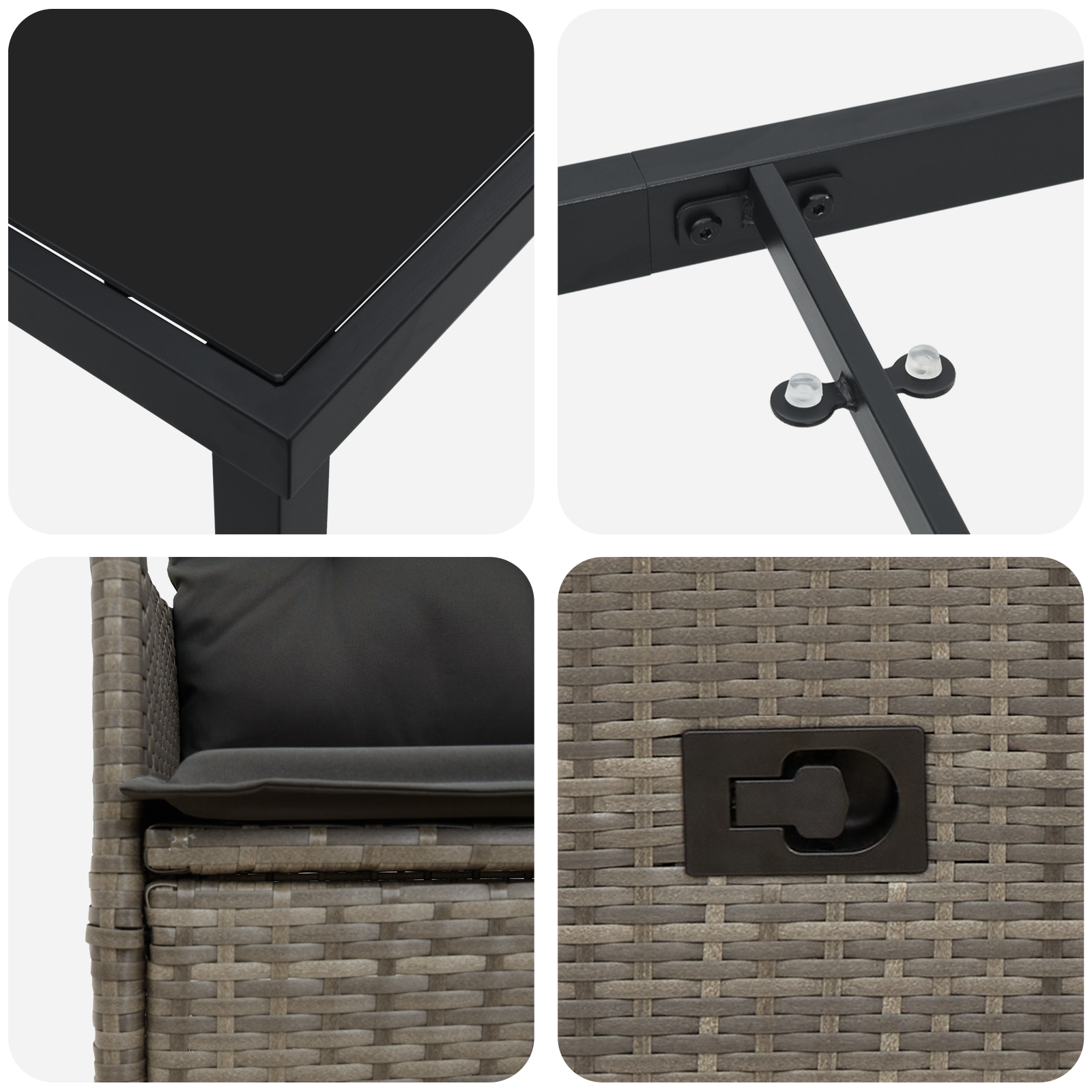 Set de Dining pentru Grădină cu 7 piese cu Pernă Gri Poliratan GartenMobel Dekor