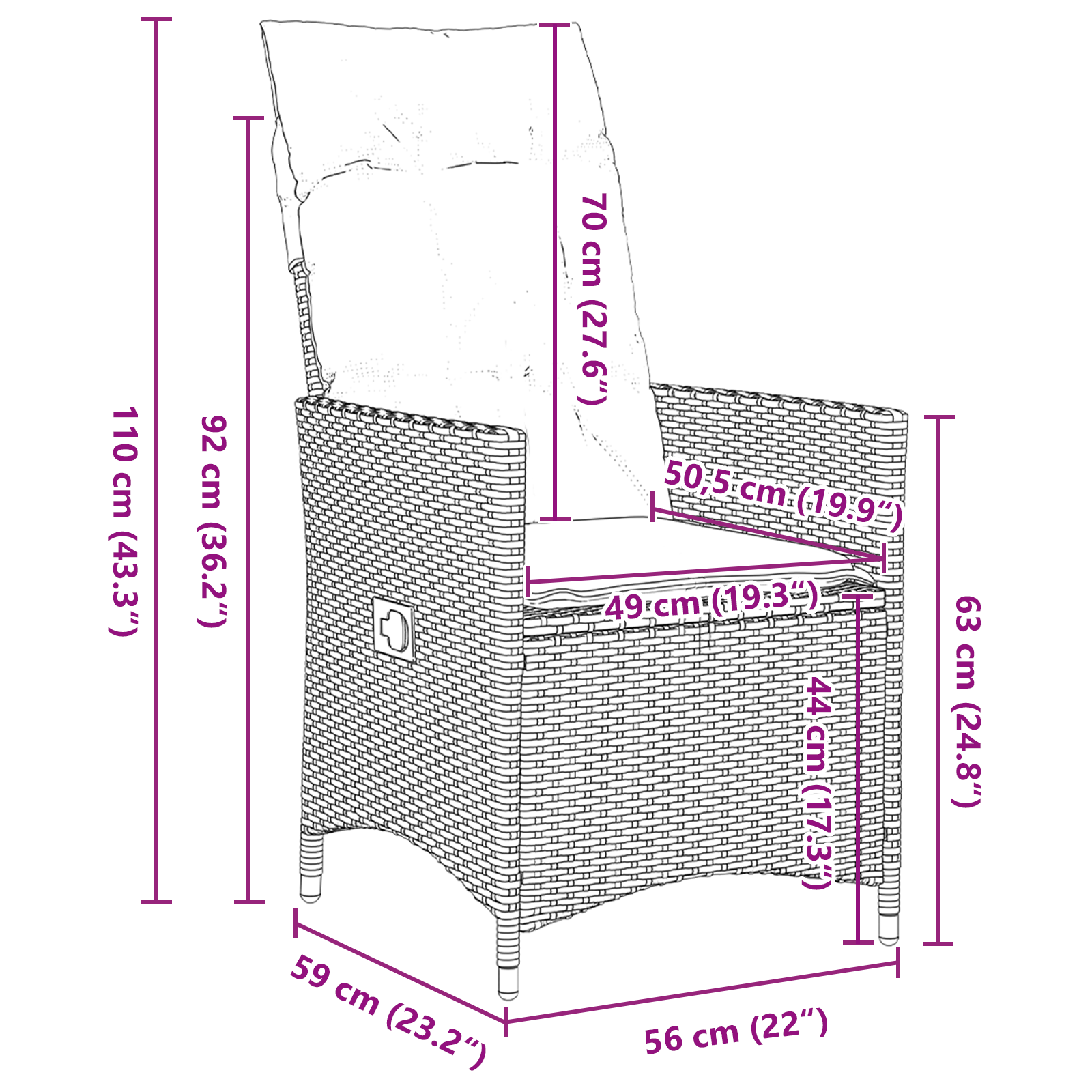 Set de Dining pentru Grădină cu 7 piese cu Pernă Gri Poliratan GartenMobel Dekor