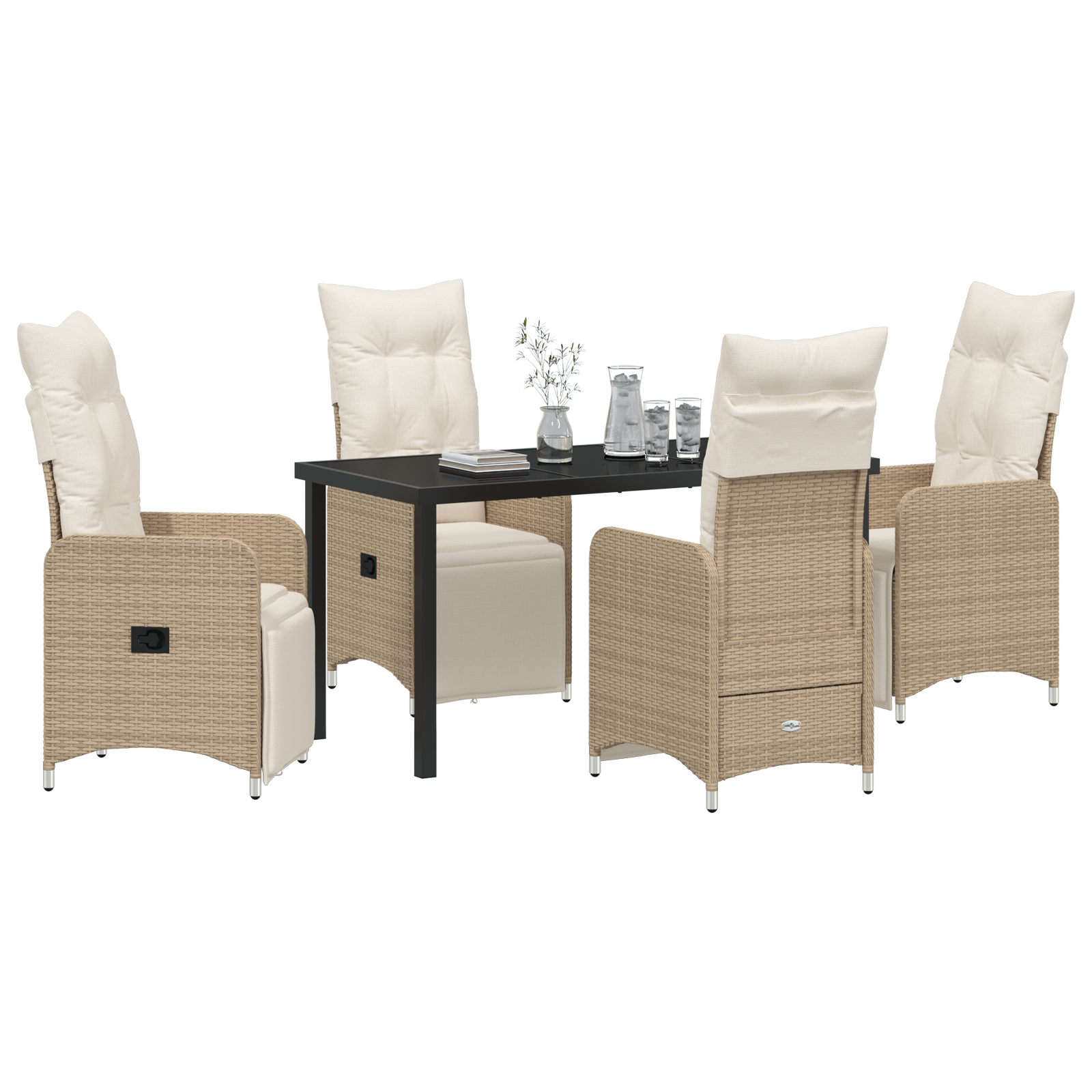 Set de Masă Grădină 5 Piese cu Perne Bej Rattan Poli GartenMobel Dekor