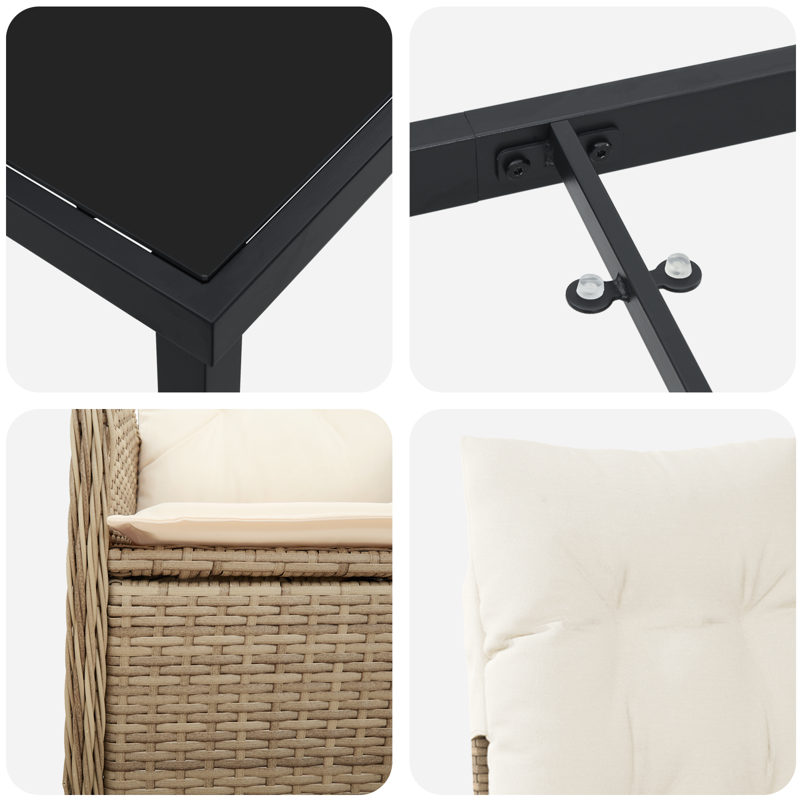 Set de Mese pentru Grădină cu Perne Bej din Ratan Poly GartenMobel Dekor