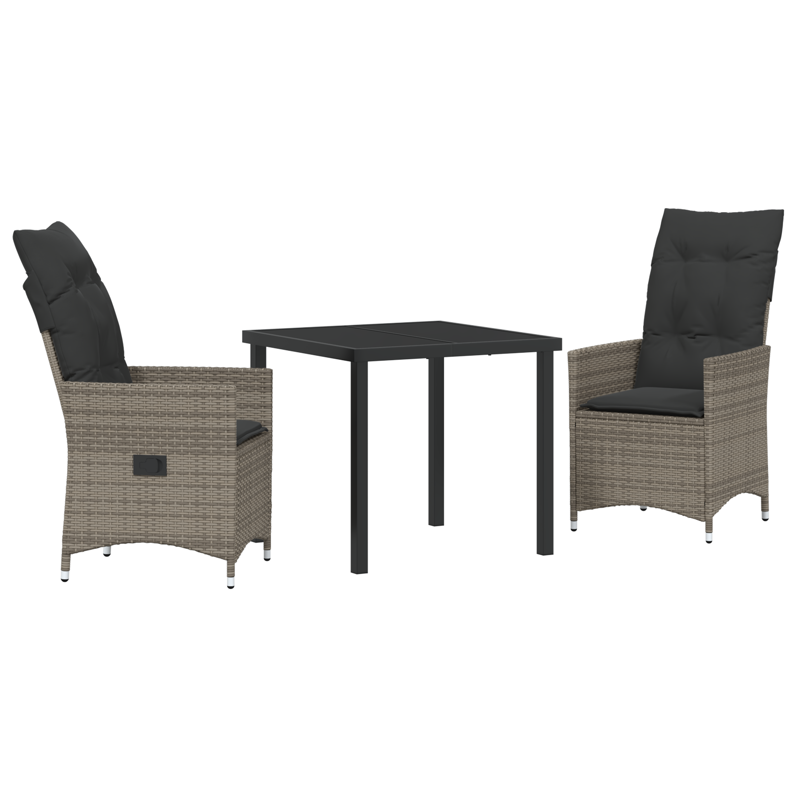 Set de dining de grădină 3 piese cu perne gri din rattan polimer GartenMobel Dekor
