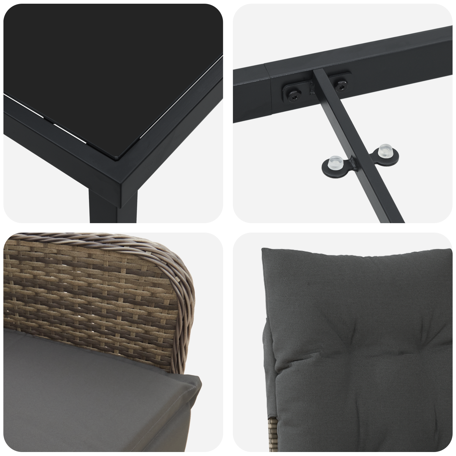 Set de dining de grădină 5 piese cu perne Gri Poliratan GartenMobel Dekor