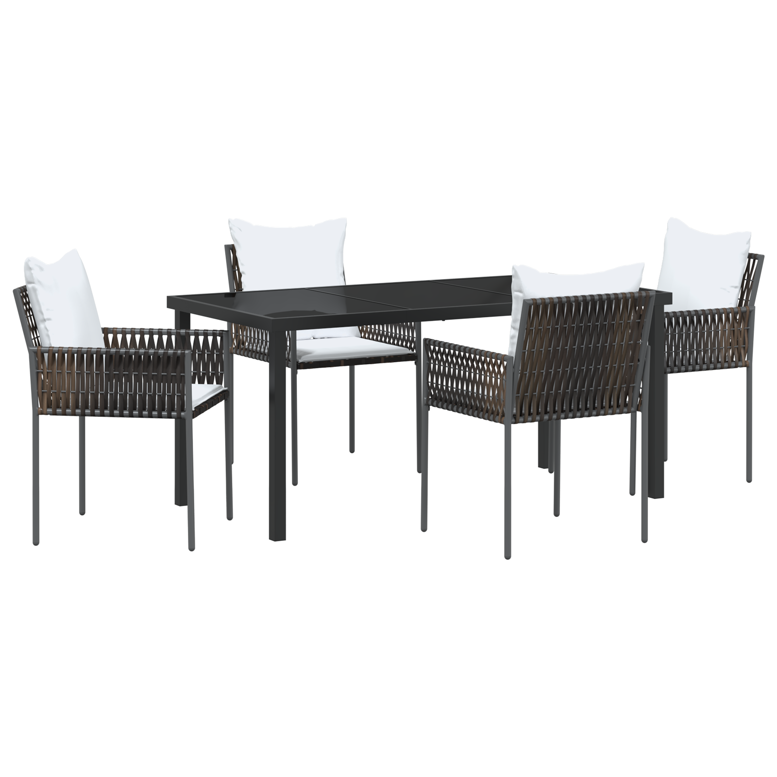 Set de dining pentru grădină 5 piese cu perne, Maro, Poliratan GartenMobel Dekor