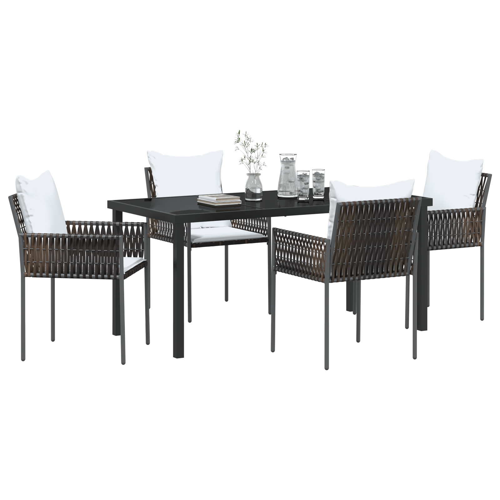 Set de dining pentru grădină 5 piese cu perne, Maro, Poliratan GartenMobel Dekor