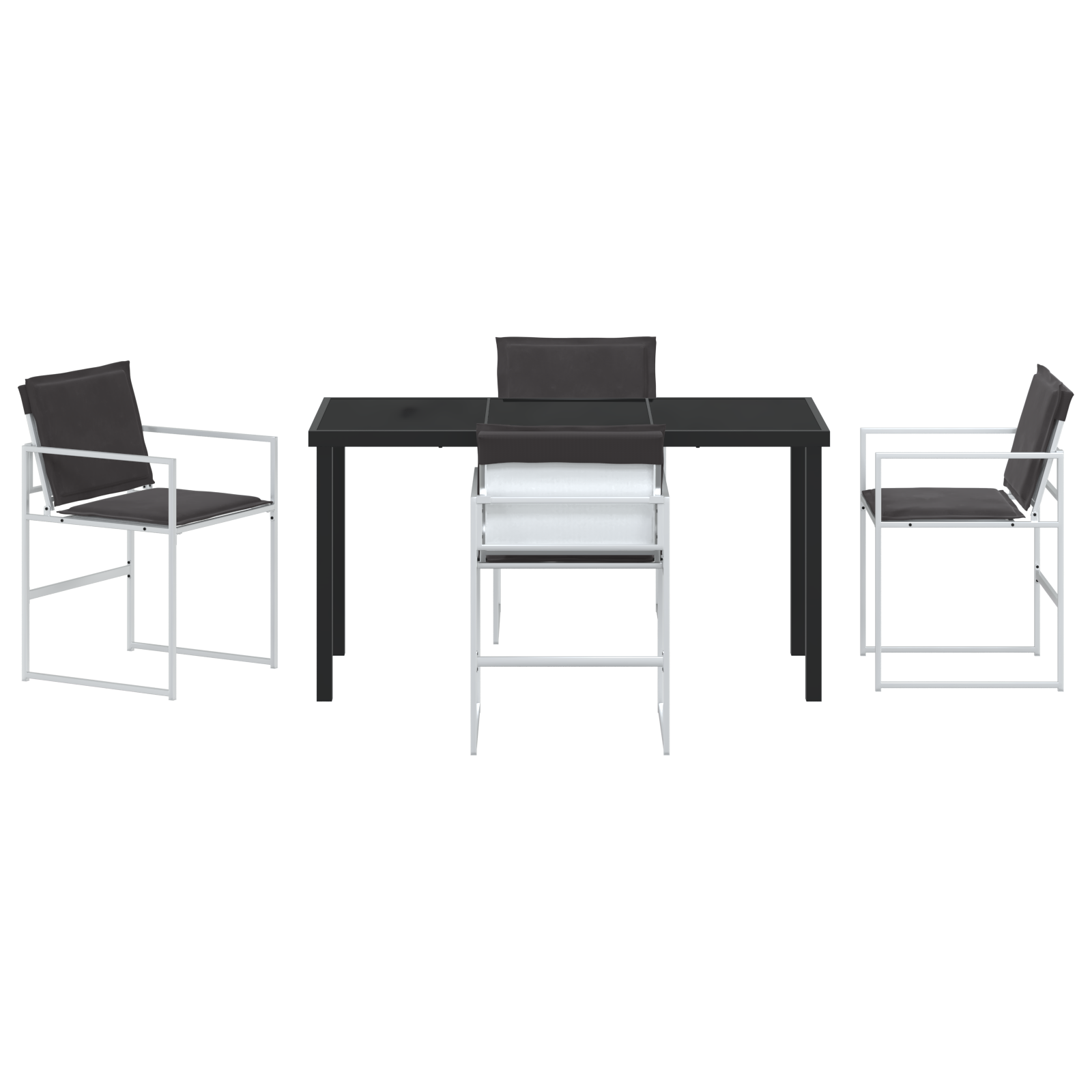 Set de dining pentru grădină 5 piese cu perne Alb Textilenă și Oțel GartenMobel Dekor