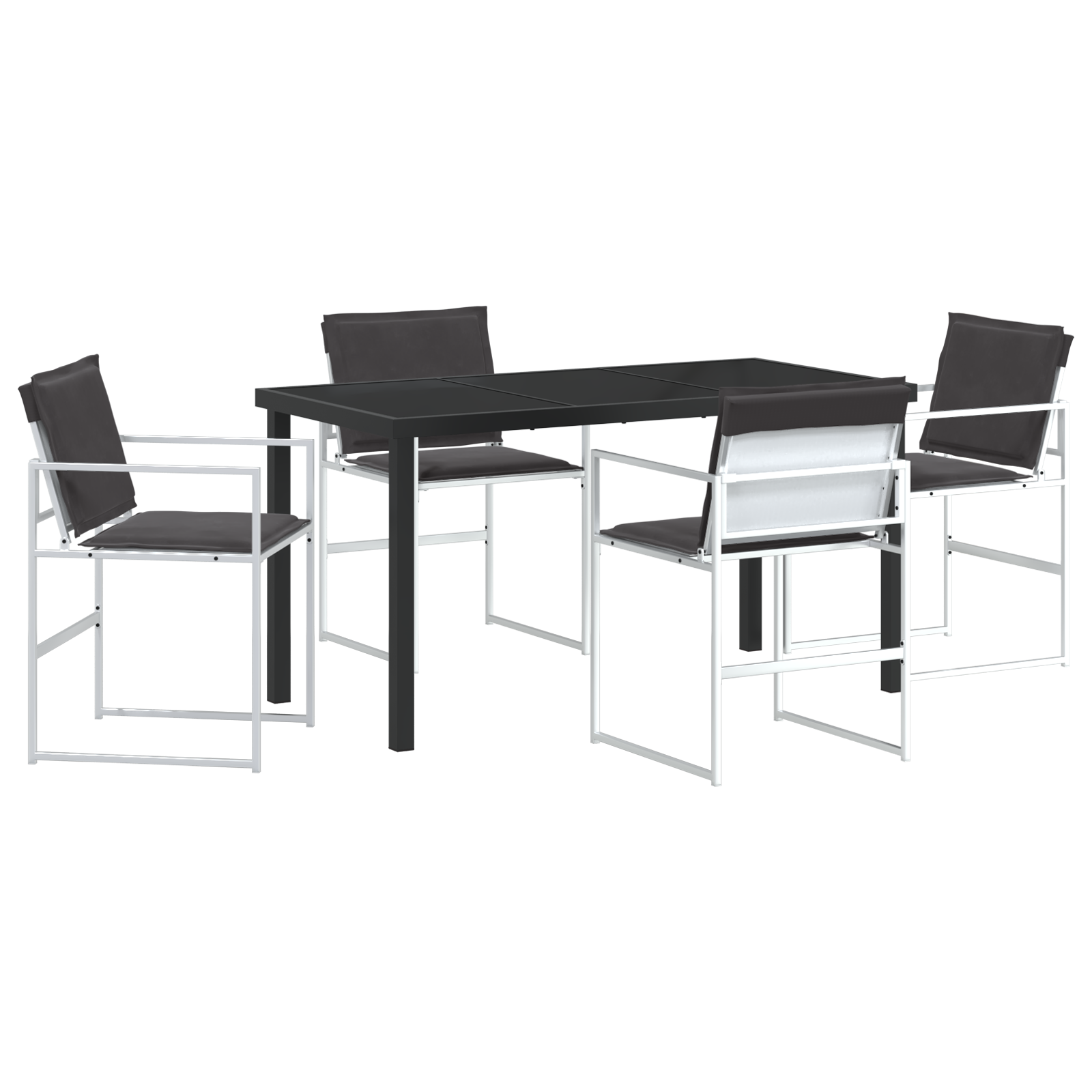 Set de dining pentru grădină 5 piese cu perne Alb Textilenă și Oțel GartenMobel Dekor