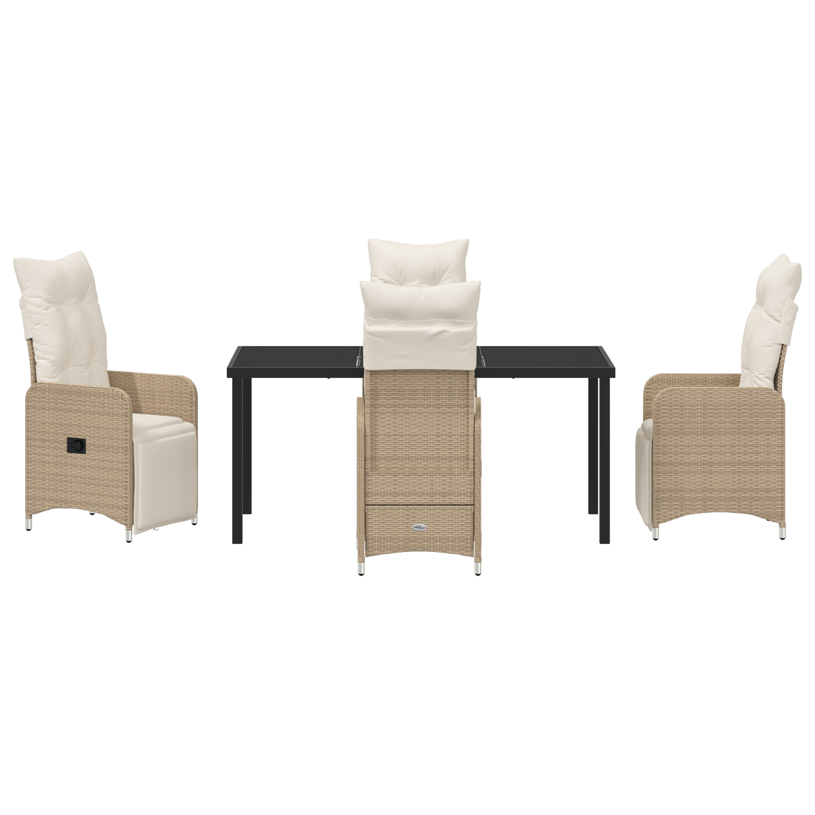 Set de dining pentru grădină 5 piese cu perne Bej Poliratan GartenMobel Dekor