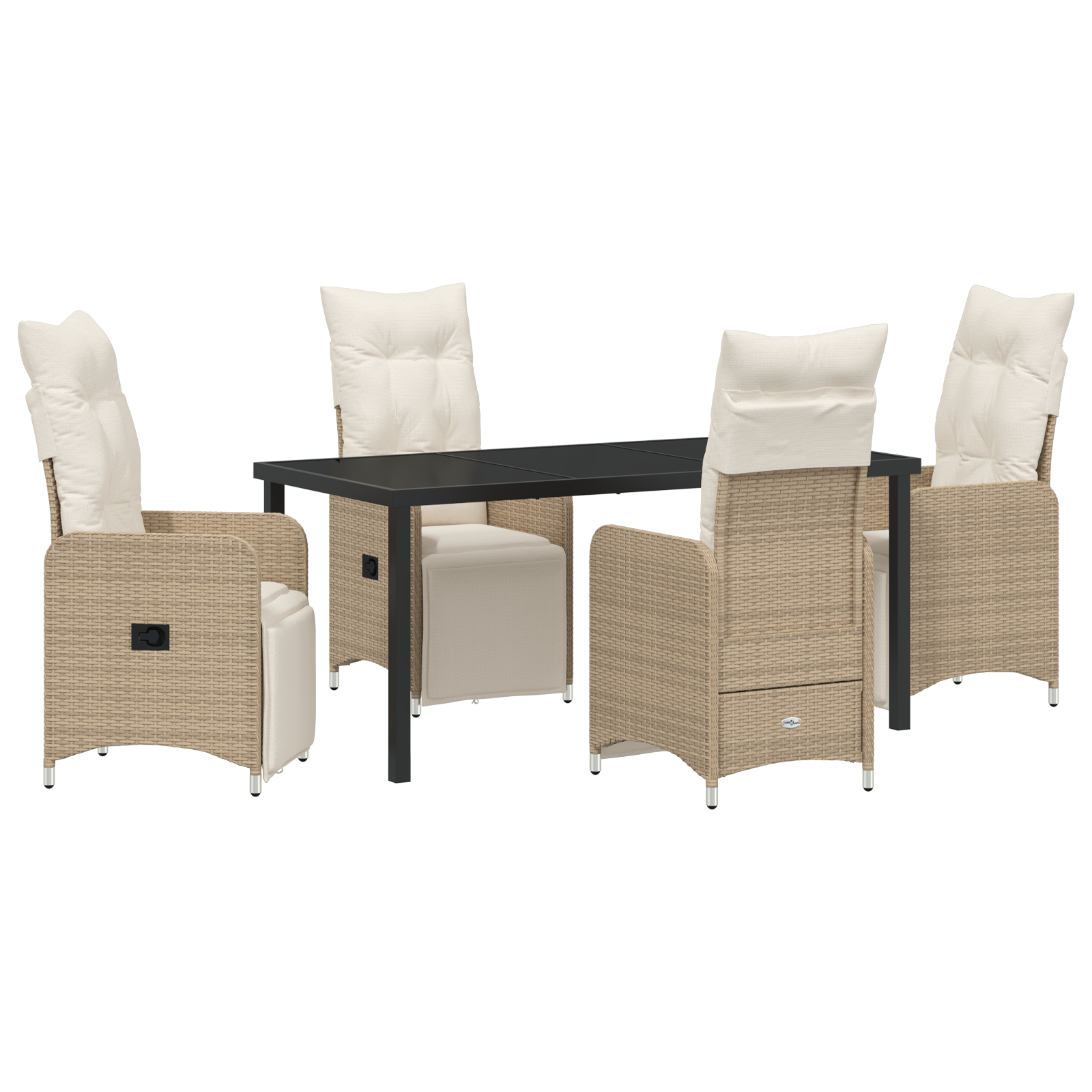 Set de dining pentru grădină 5 piese cu perne Bej Poliratan GartenMobel Dekor