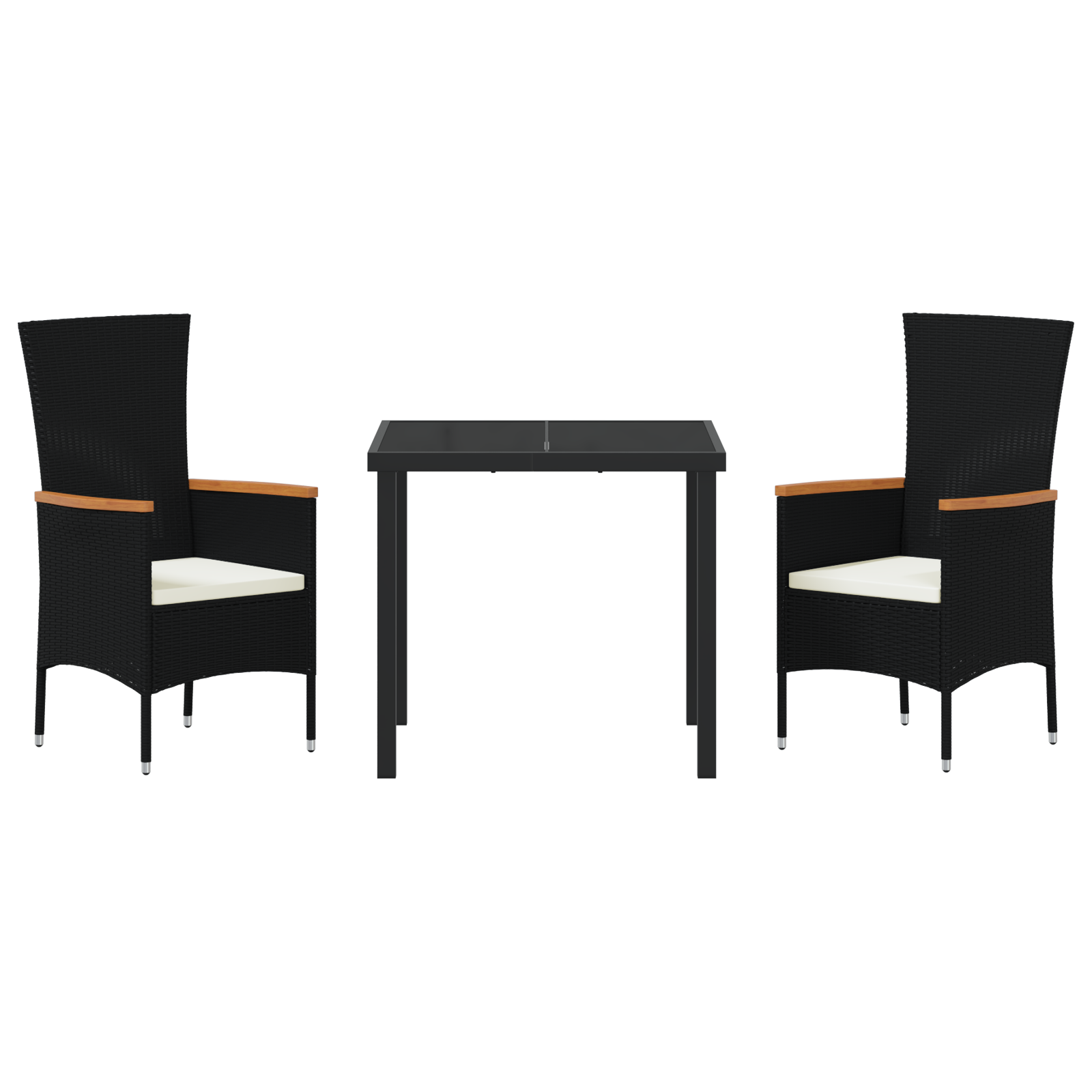 Set de mese grădină cu perne Negru Ratan Poli GartenMobel Dekor