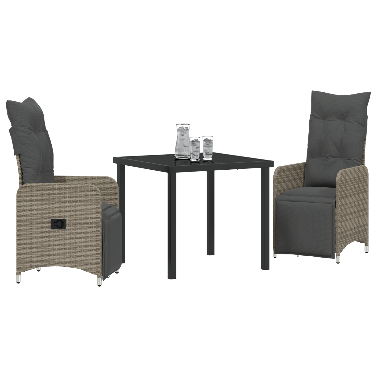 Set de mobilier de grădină de 3 piese cu perne gri din rattan poli GartenMobel Dekor