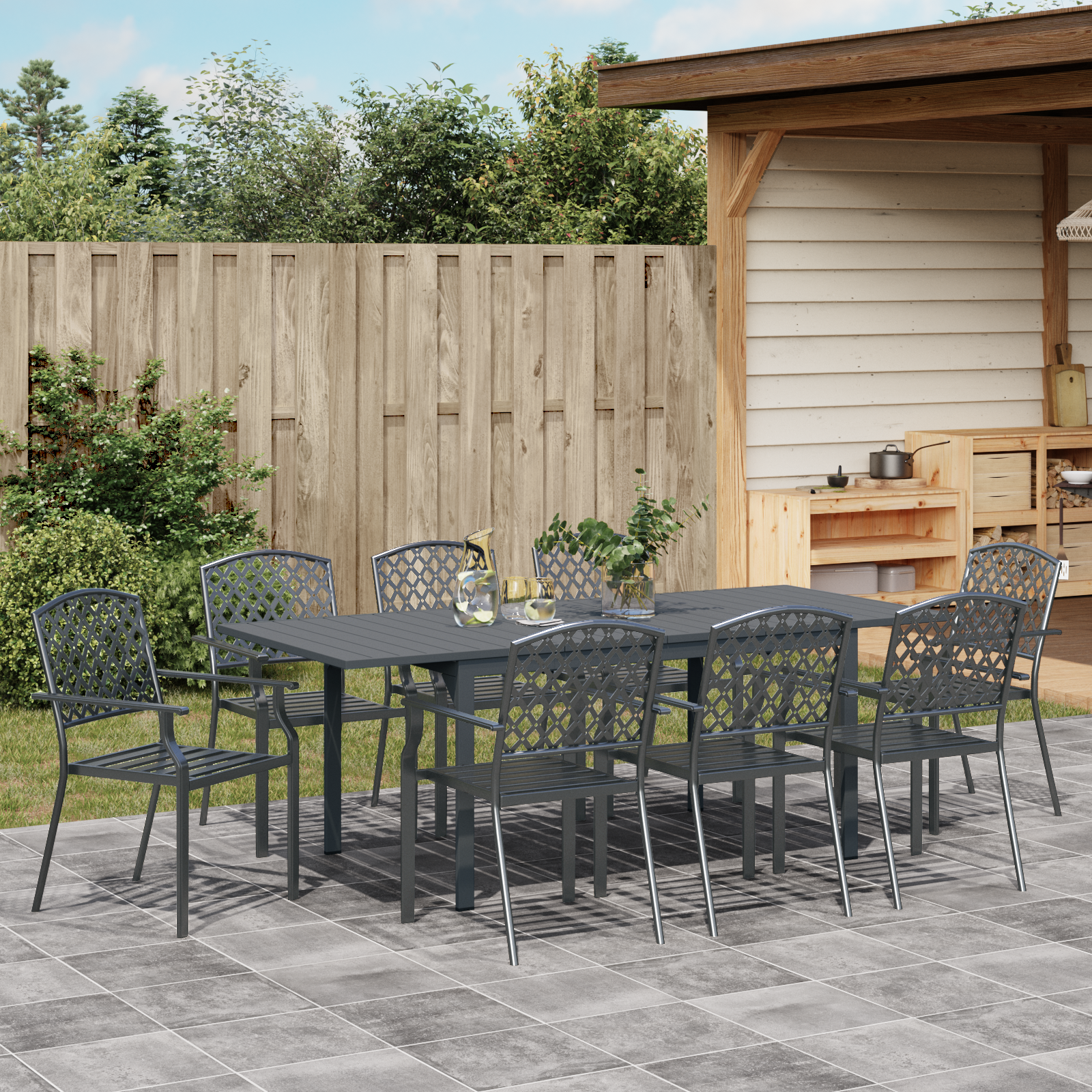 Set de mobilă pentru hol  9 piese oțel antracit GartenMobel Dekor