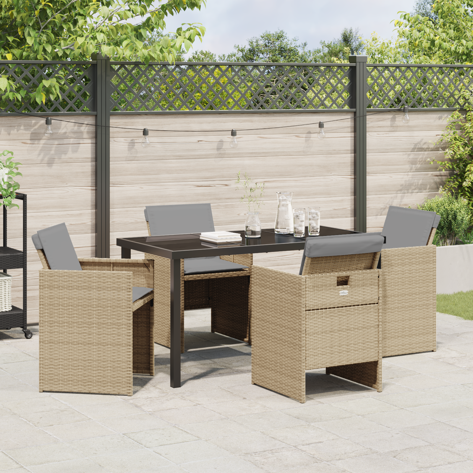 Set Masă Grădină 5 Piese Bej, Poliratan GartenMobel Dekor