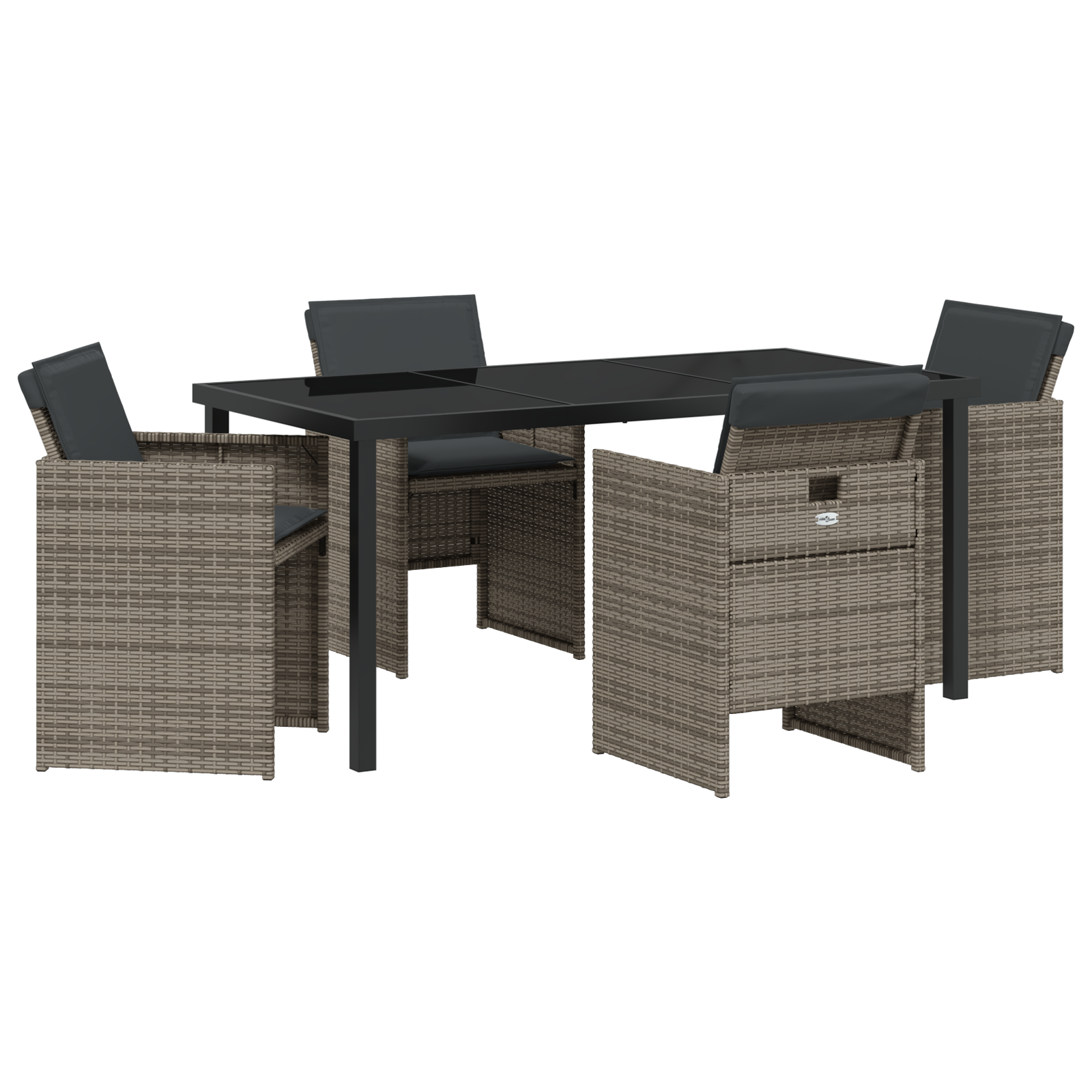 Set de Dining pentru Grădină cu 5 Piese și Perne Gri din Poliratan GartenMobel Dekor