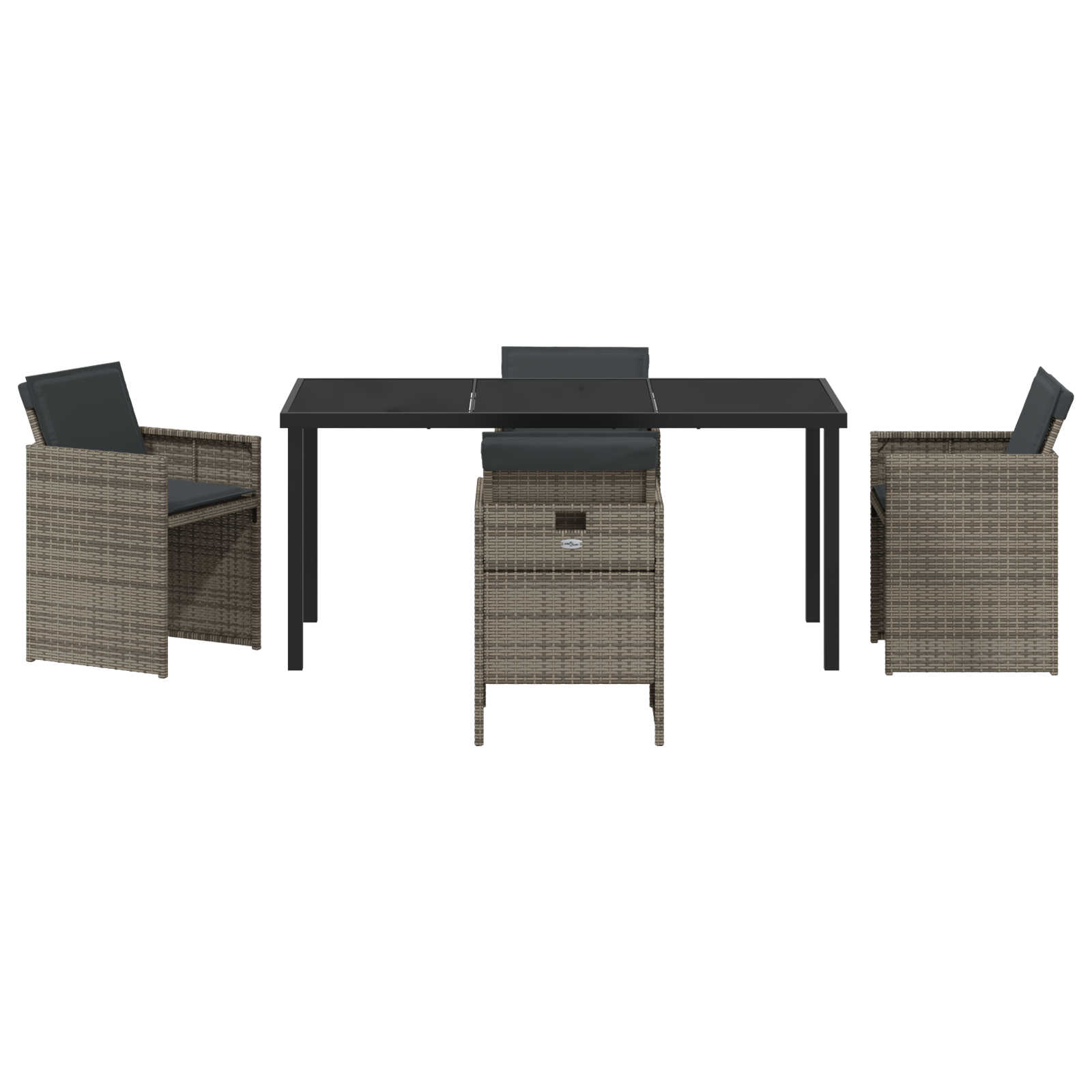 Set de Dining pentru Grădină cu 5 Piese și Perne Gri din Poliratan GartenMobel Dekor