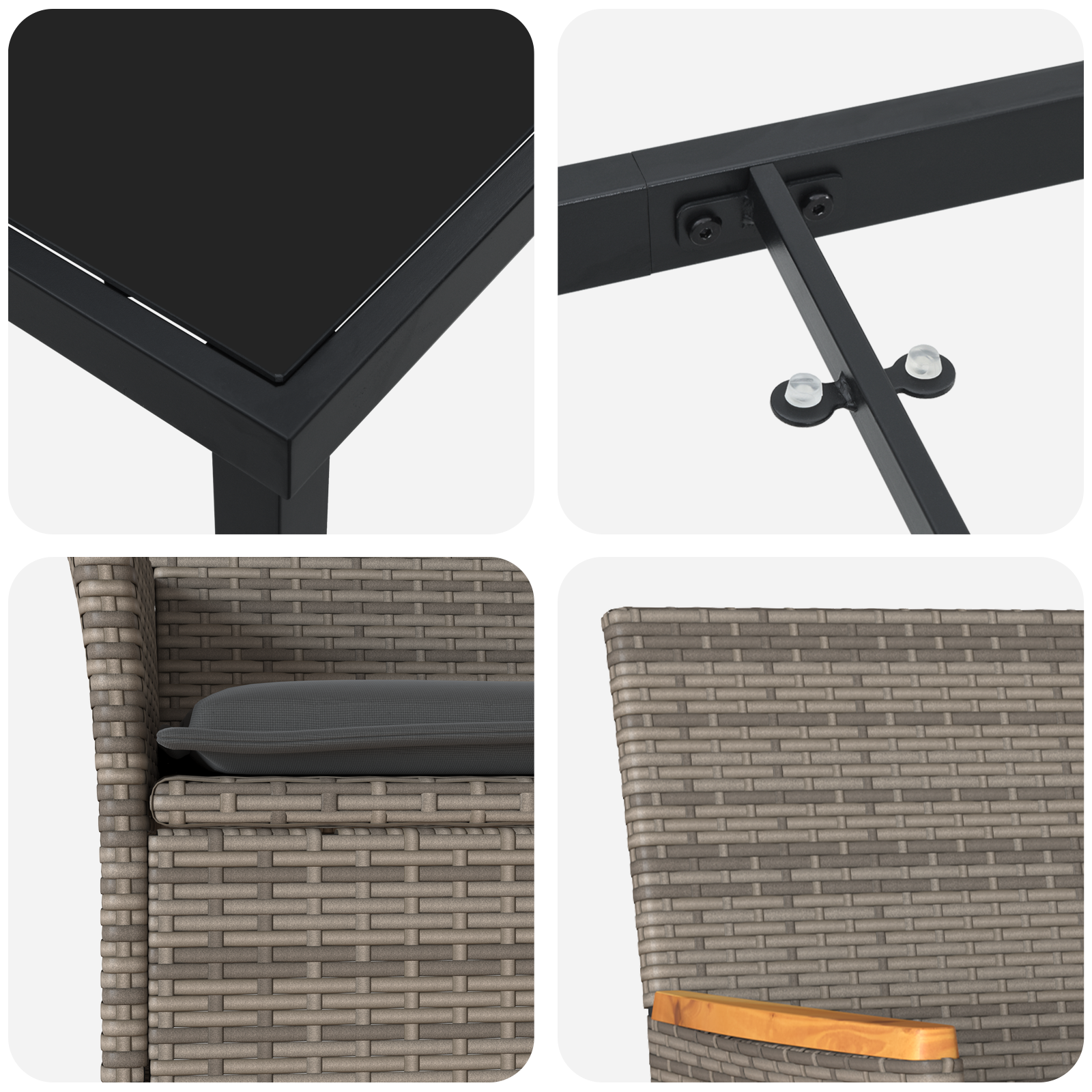 Set de Dining pentru Grădină cu 5 Piese și Perne Ratan Gri GartenMobel Dekor