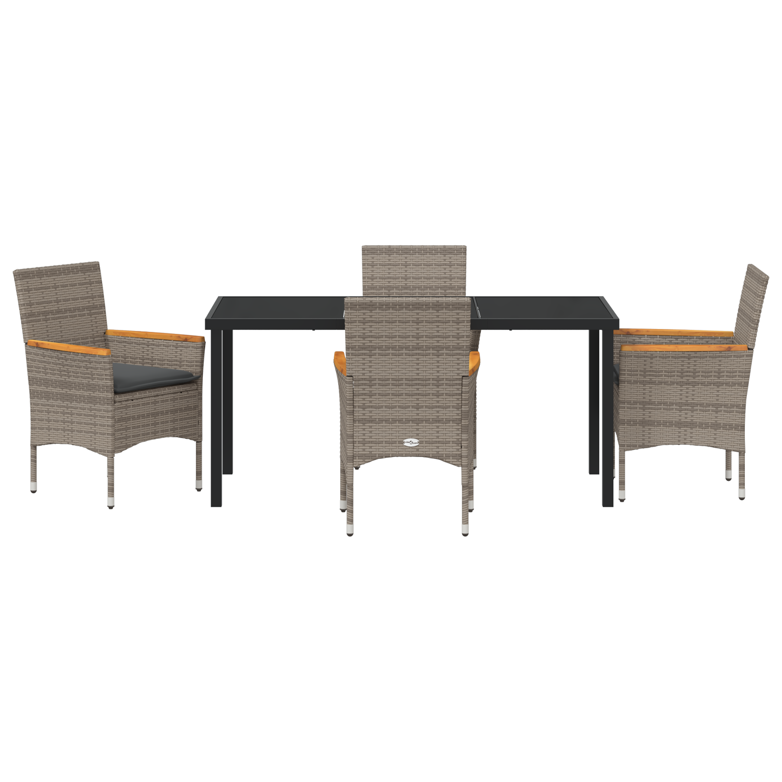 Set de Dining pentru Grădină cu 5 Piese și Perne Ratan Gri GartenMobel Dekor