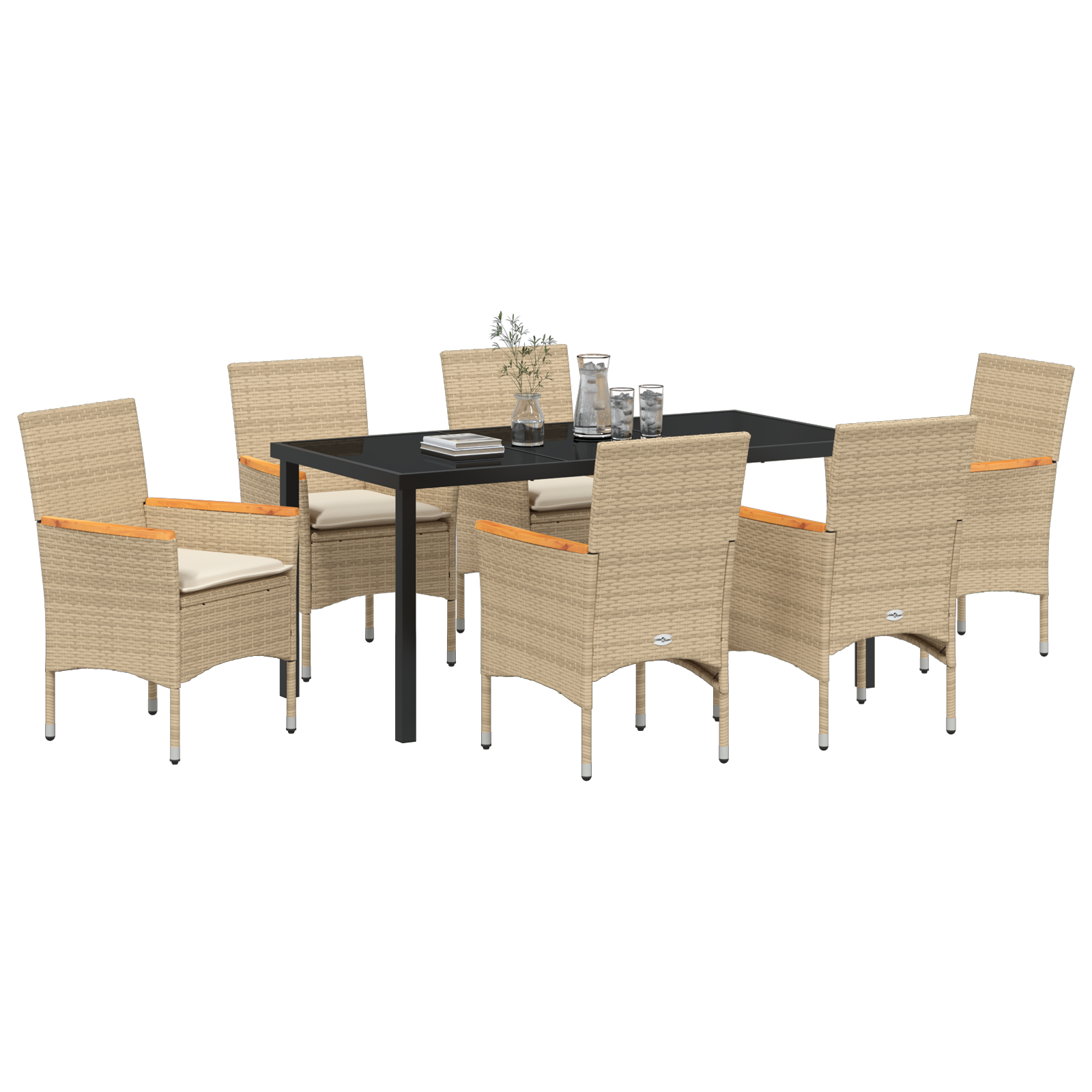 Set de Dining pentru Grădină de 7 Piese cu Perne Bej Poliratan GartenMobel Dekor