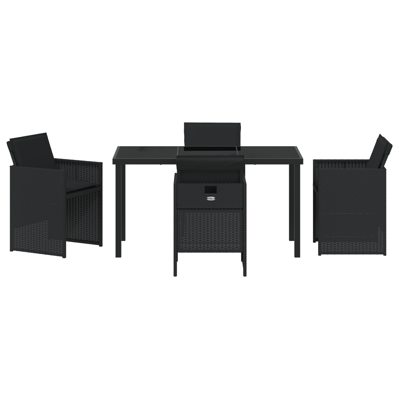 Set de dining din 5 piese pentru grădină cu perne, negru, din ratan sintetic GartenMobel Dekor