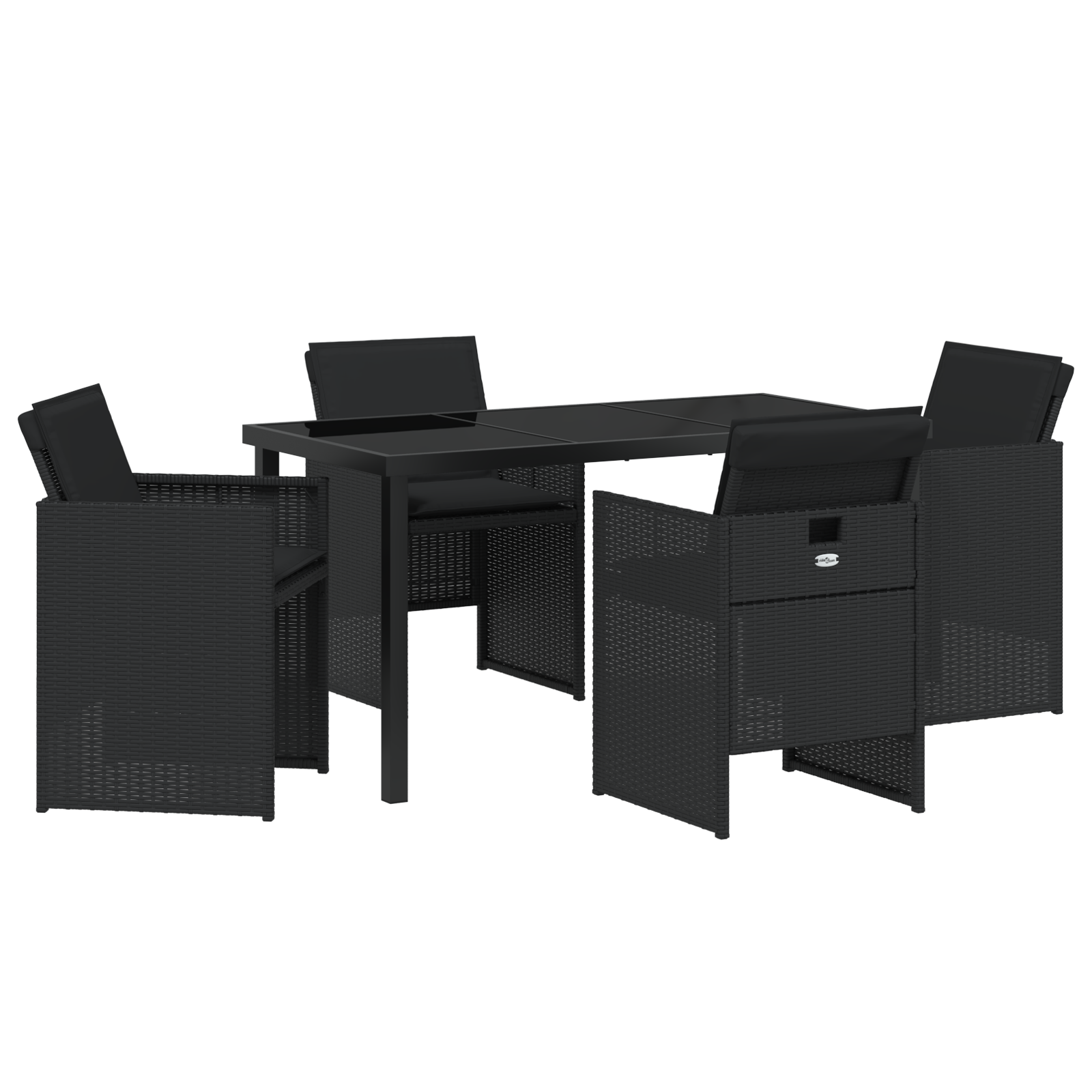 Set de dining din 5 piese pentru grădină cu perne, negru, din ratan sintetic GartenMobel Dekor