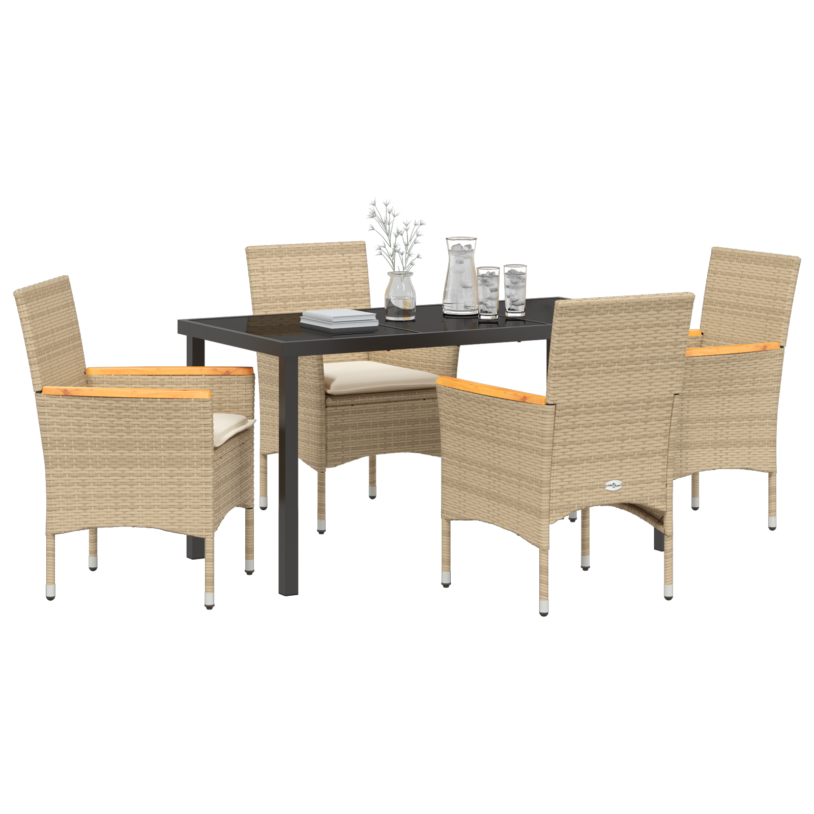Set de dining grădină cu 5 piese și perne bej din ratan poli GartenMobel Dekor