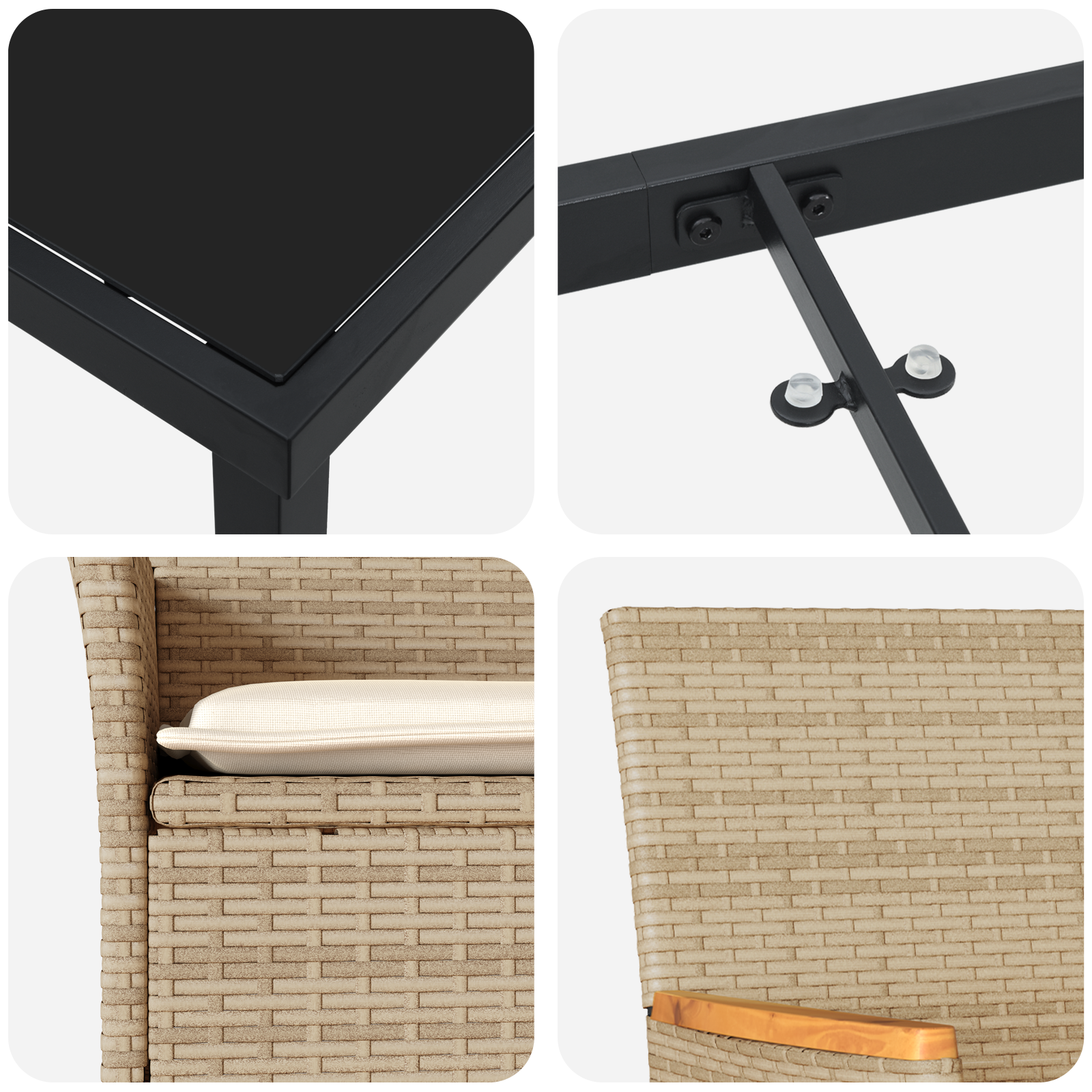 Set de dining grădină cu 5 piese și perne bej din ratan poli GartenMobel Dekor