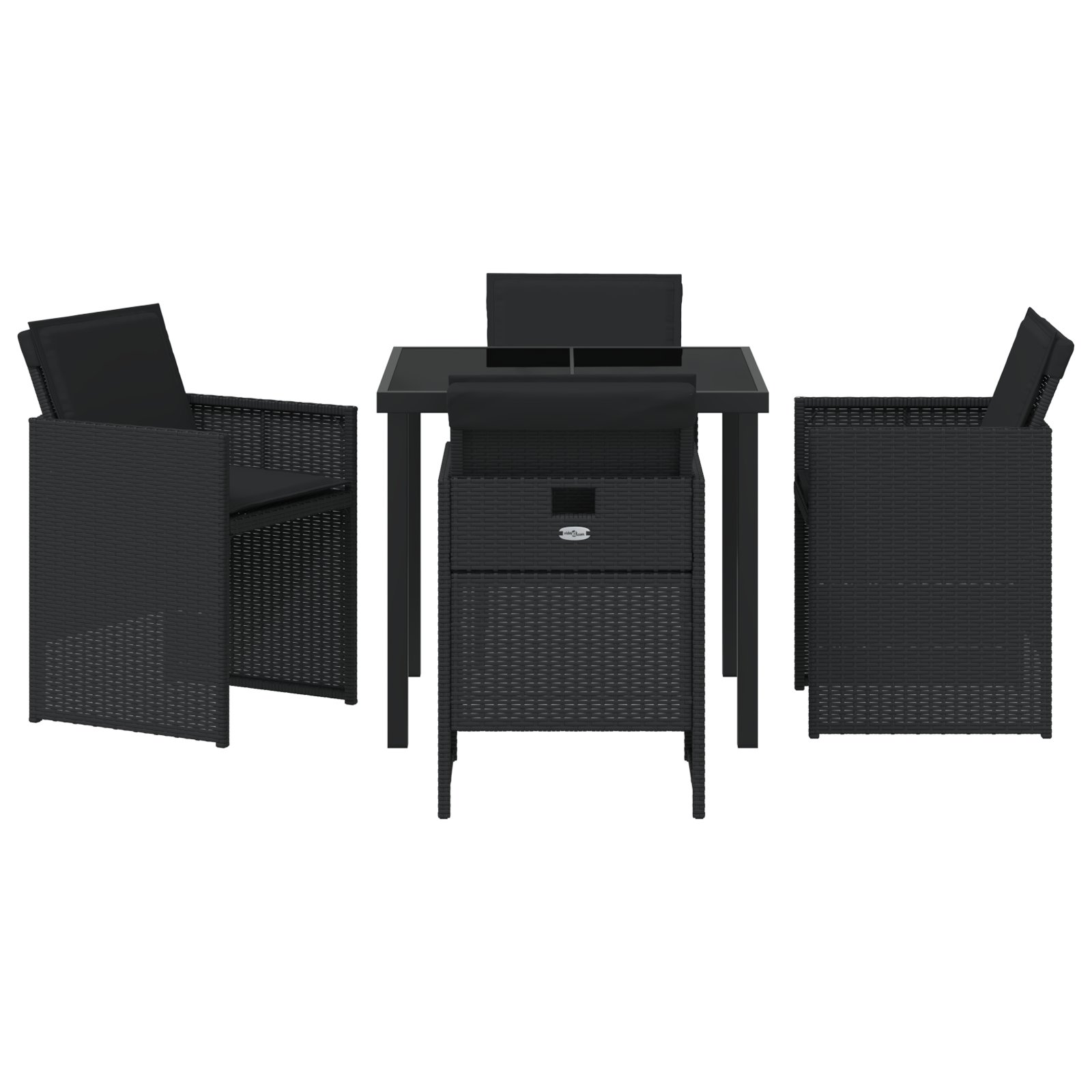 Set de dining pentru grădină 5 piese cu perne Rattan Poli negru GartenMobel Dekor