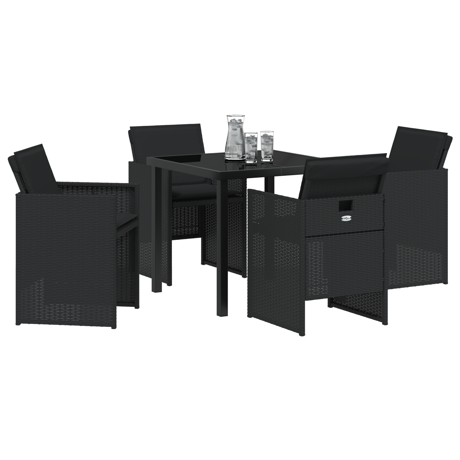 Set de dining pentru grădină 5 piese cu perne Rattan Poli negru GartenMobel Dekor