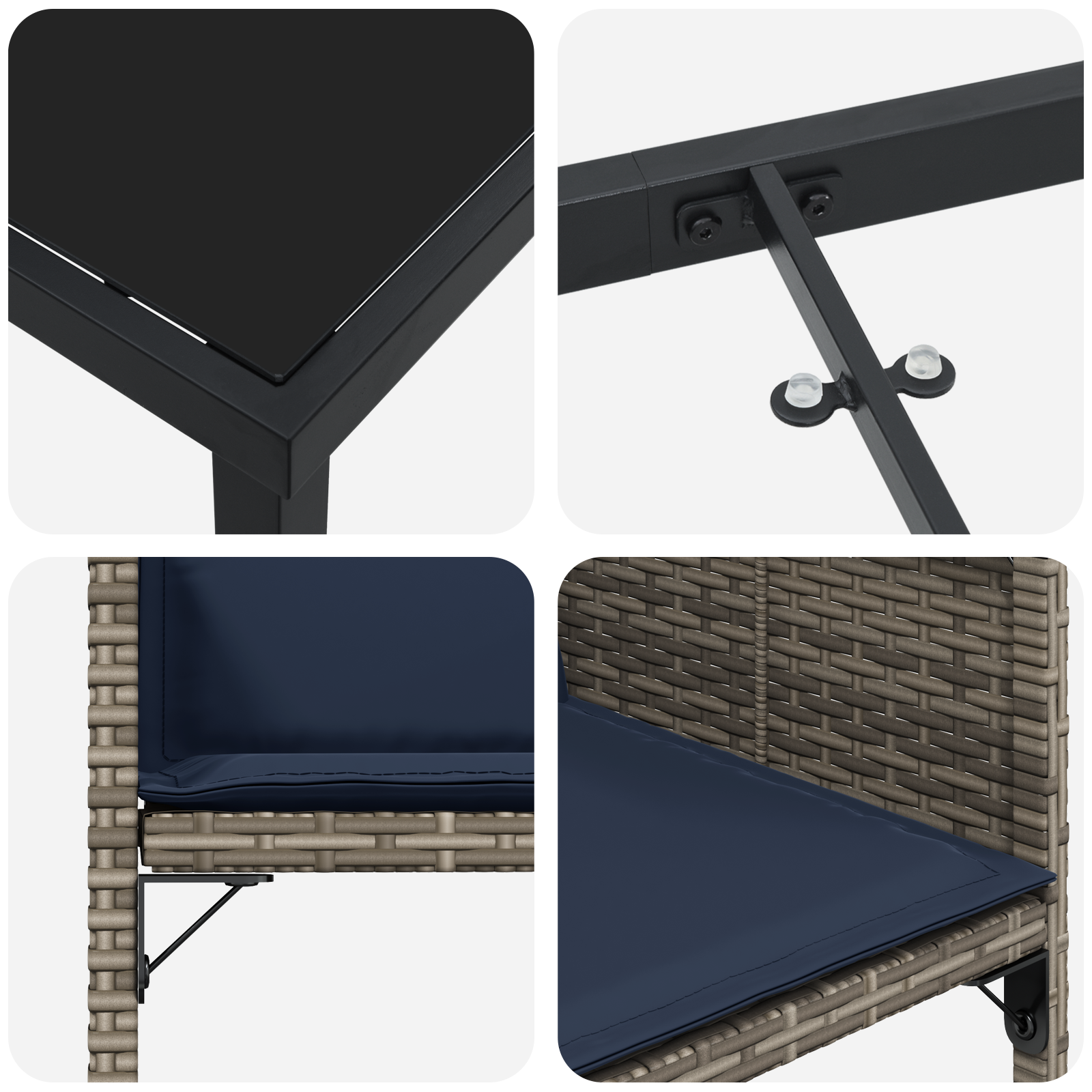 Set de dining pentru grădină cu perne Gri Poliratan GartenMobel Dekor