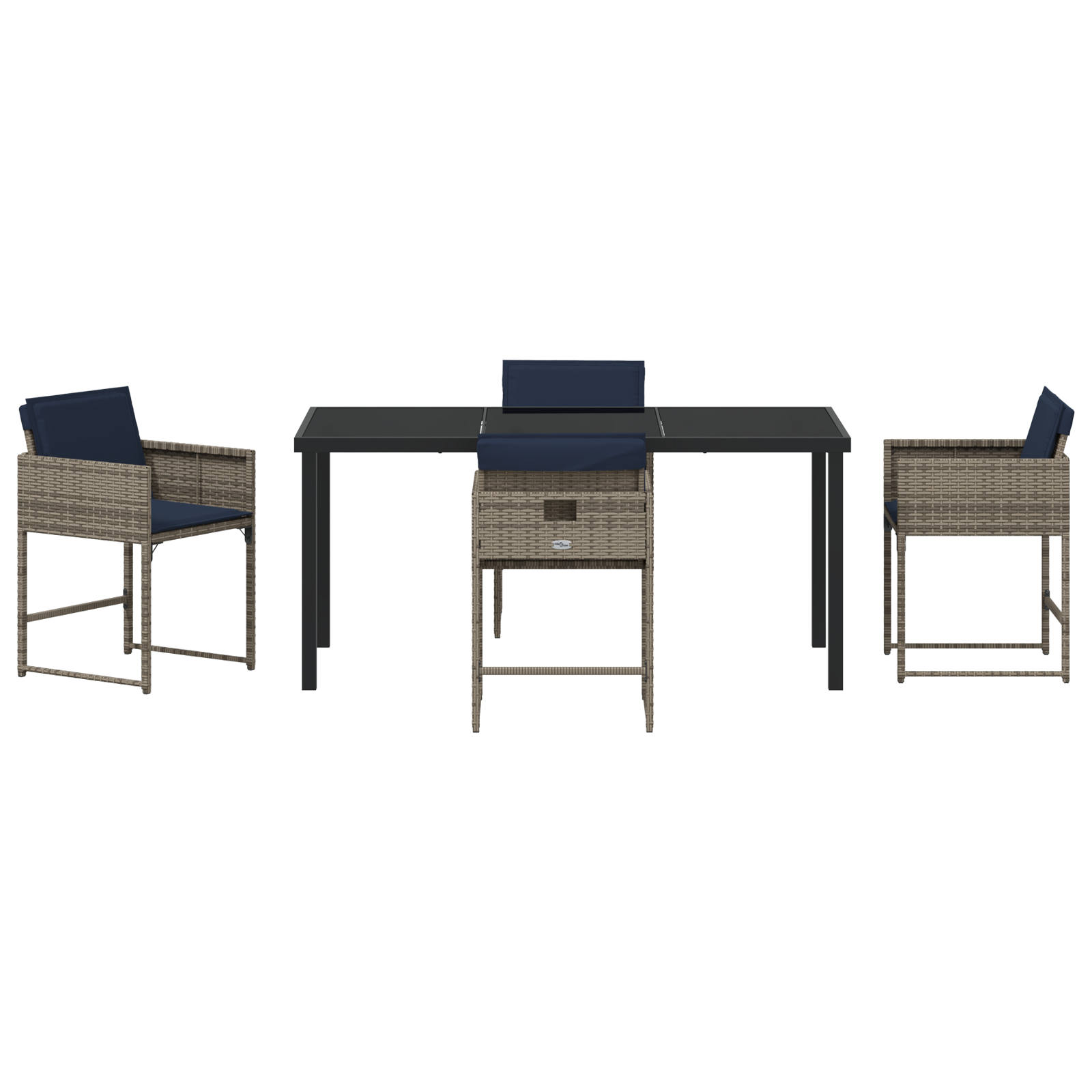 Set de dining pentru grădină cu perne Gri Poliratan GartenMobel Dekor