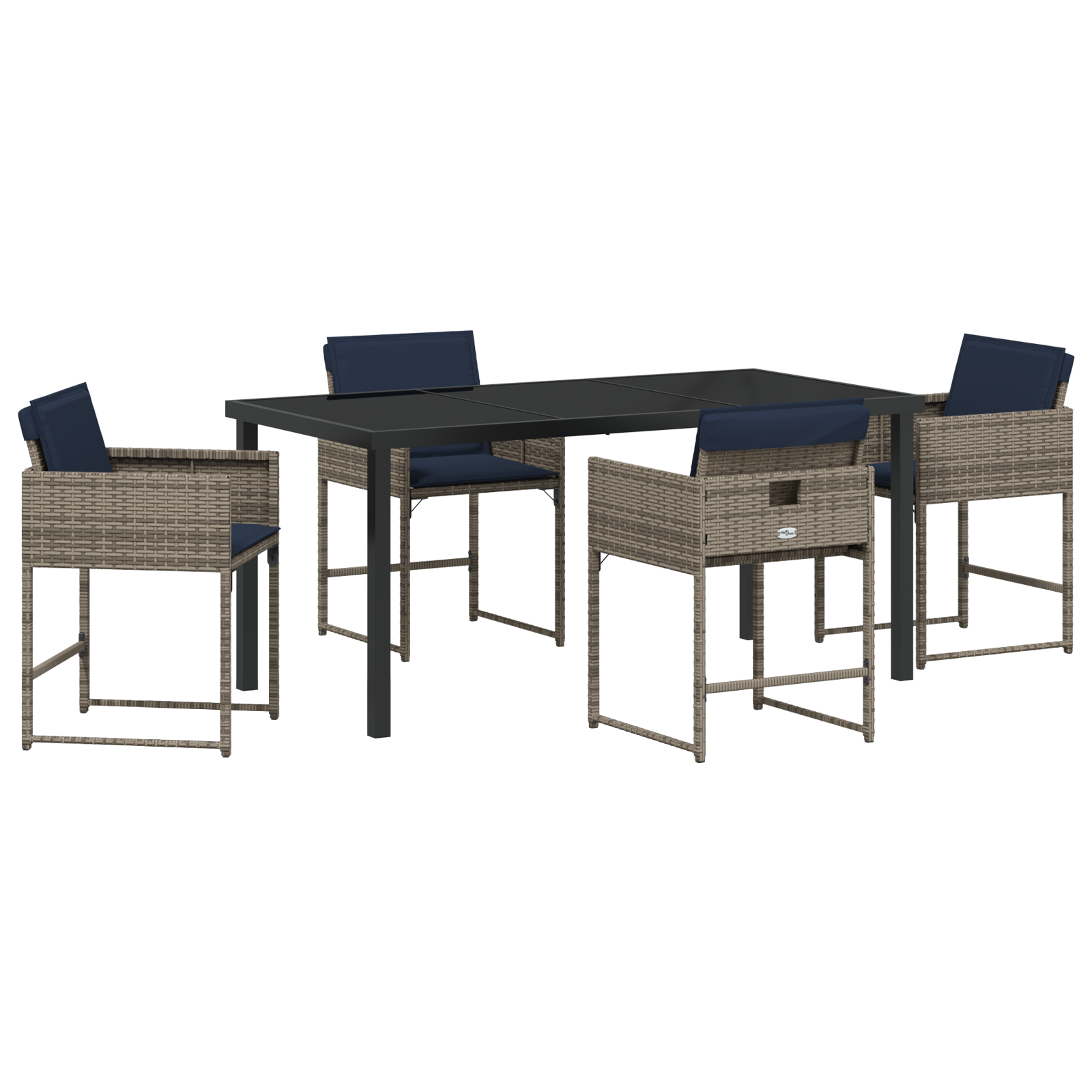 Set de dining pentru grădină cu perne Gri Poliratan GartenMobel Dekor
