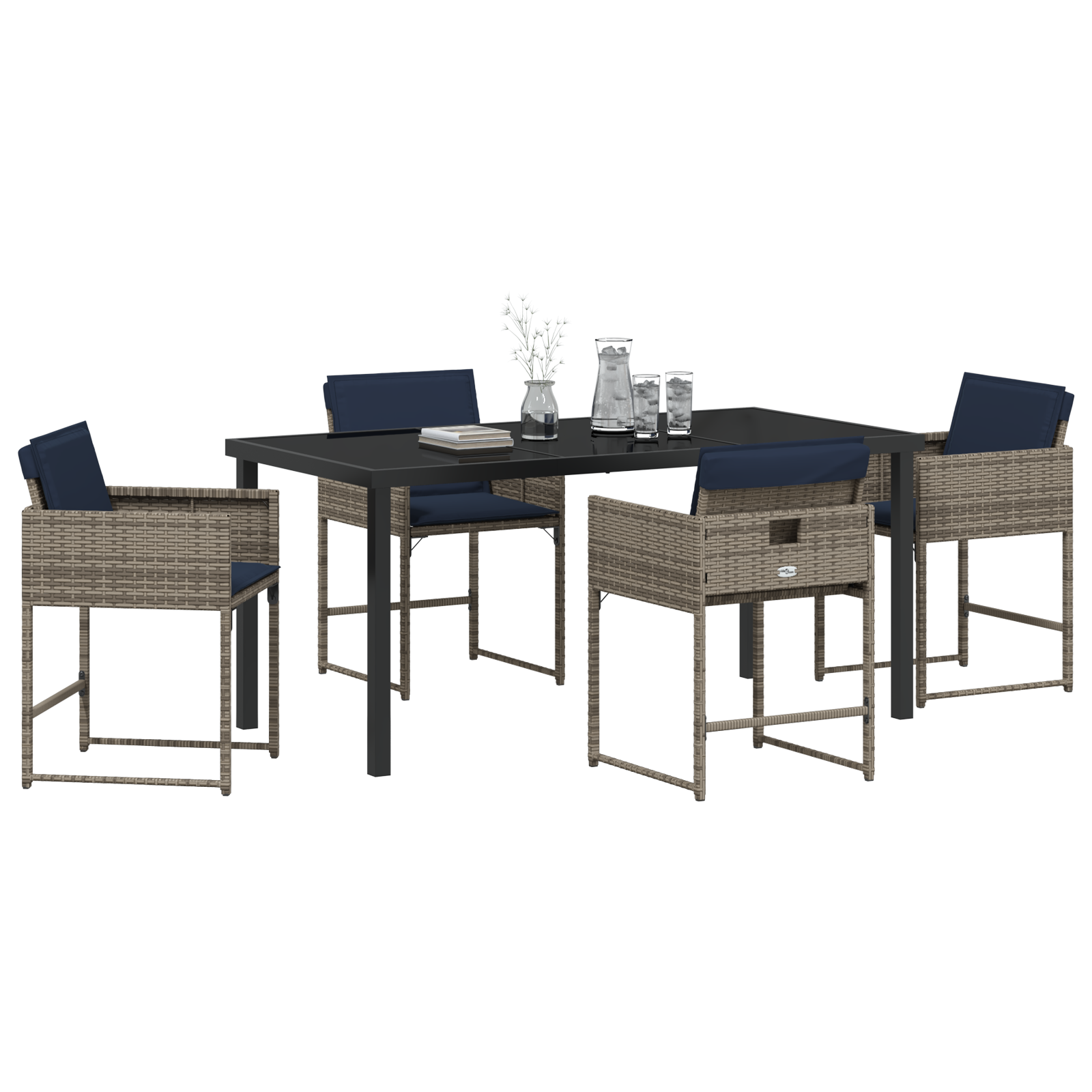 Set de dining pentru grădină cu perne Gri Poliratan GartenMobel Dekor