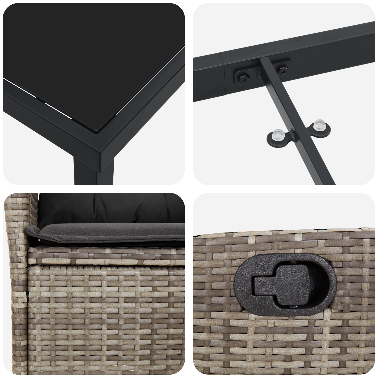 Set de mese de grădină cu 5 piese cu perne gri din poliratan GartenMobel Dekor