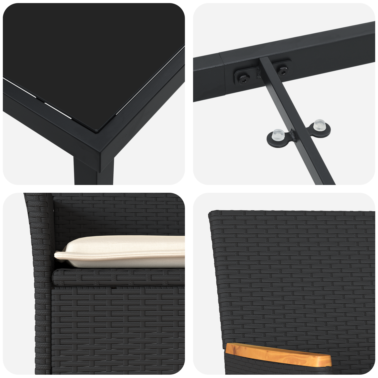 Set masa grădină 5 piese cu perne din poliratan negru GartenMobel Dekor