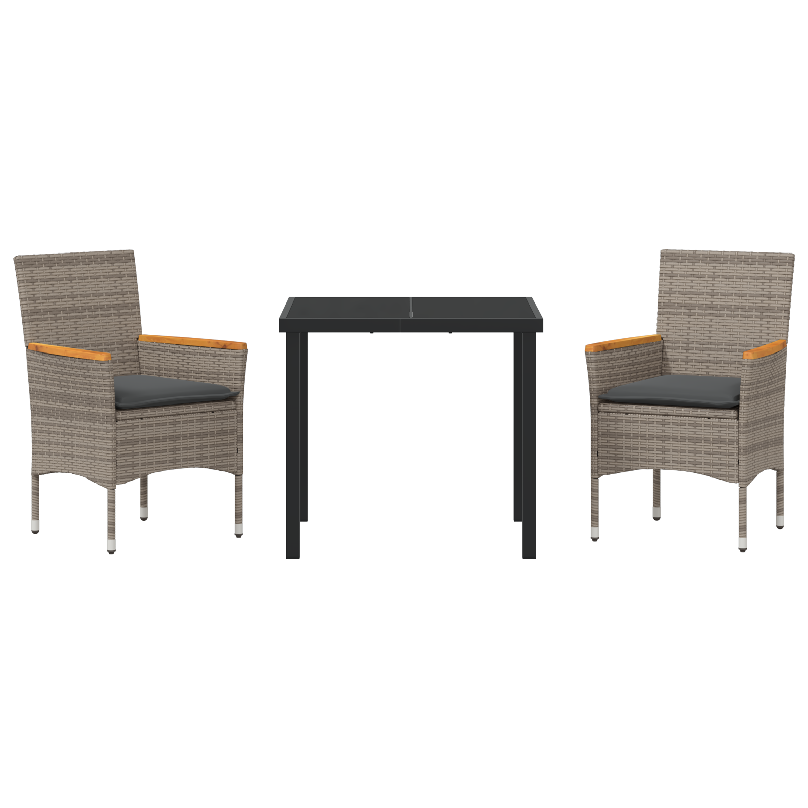 Set mese grădină 3 piese cu perne Ratan sintetic gri GartenMobel Dekor