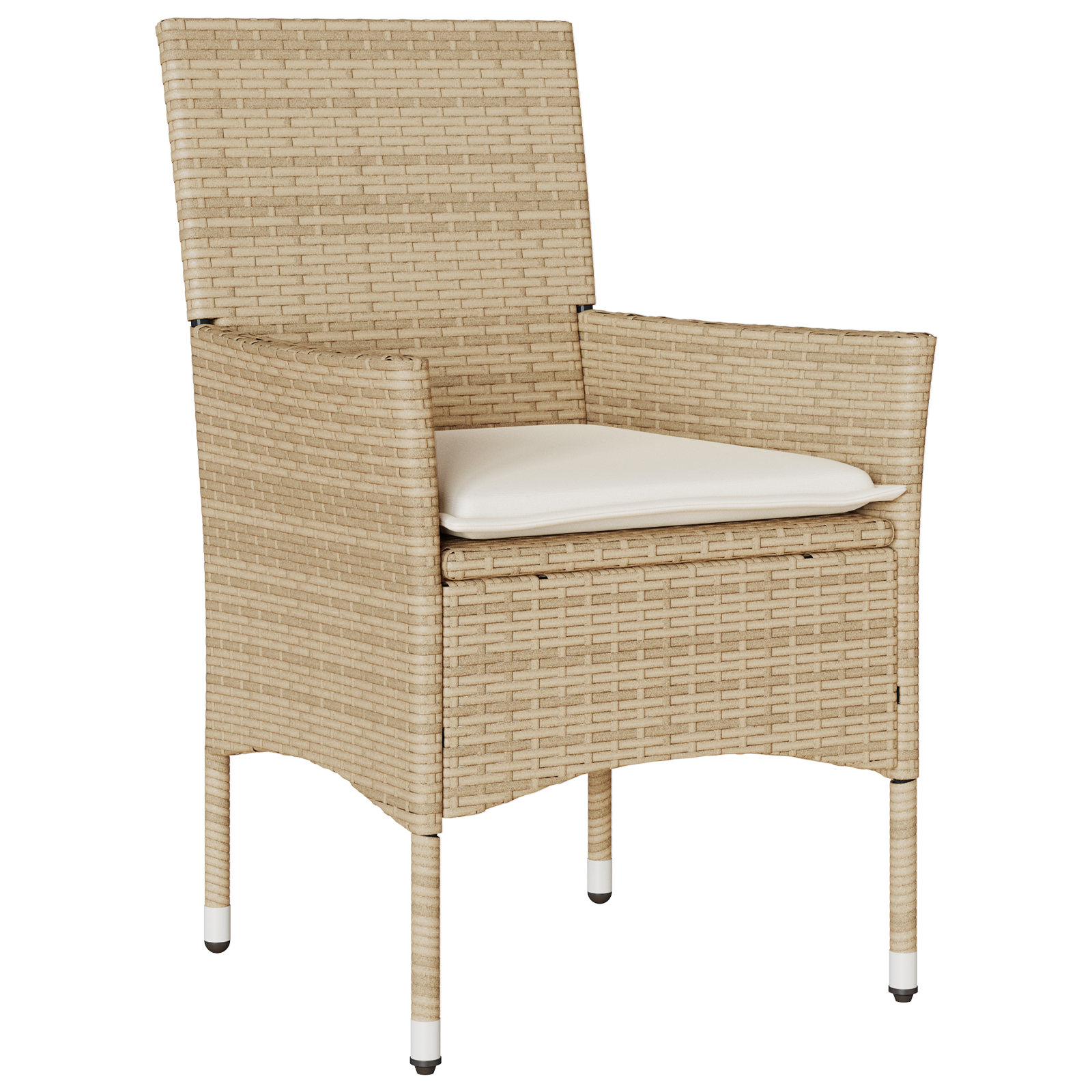 Set de Dining Grădină  5 Piese cu Perne Bej din Ratan Poliester, Masă Grădină  Neagră 80x80x73 cm din Sticlă Temperată GartenMobel Dekor