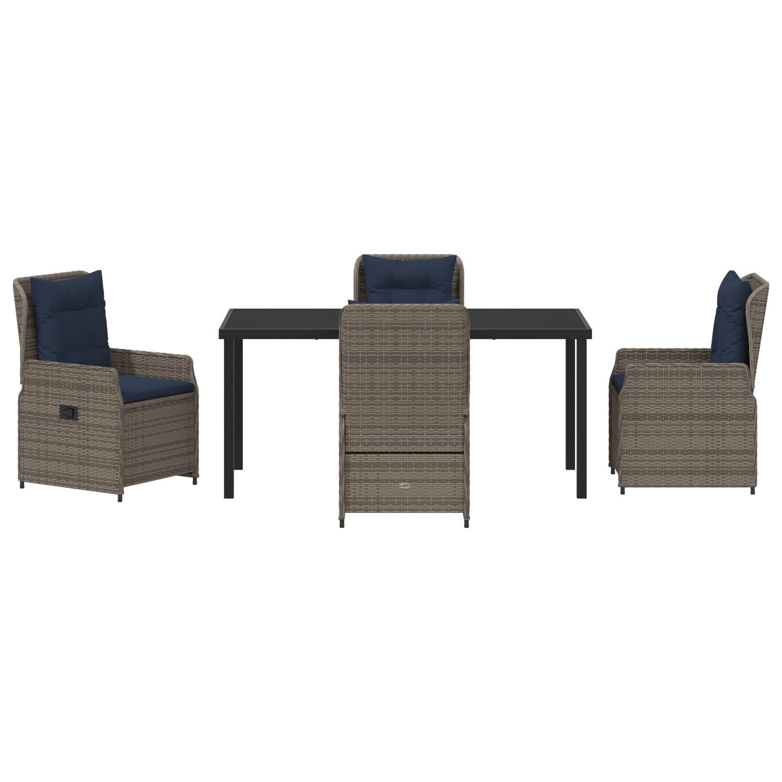 Set de 5 Piese pentru Masă de Grădină Gri din Rattan Poly GartenMobel Dekor