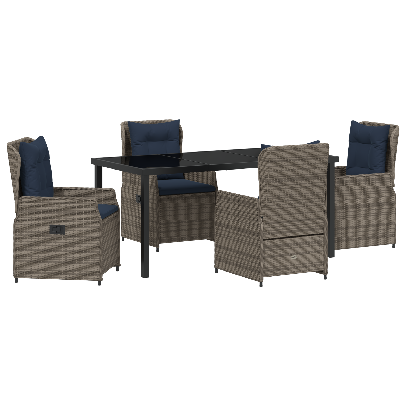 Set de 5 Piese pentru Masă de Grădină Gri din Rattan Poly GartenMobel Dekor