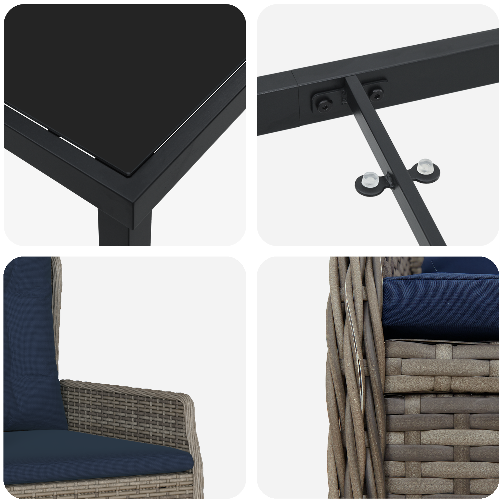 Set de 5 Piese pentru Masă de Grădină Gri din Rattan Poly GartenMobel Dekor