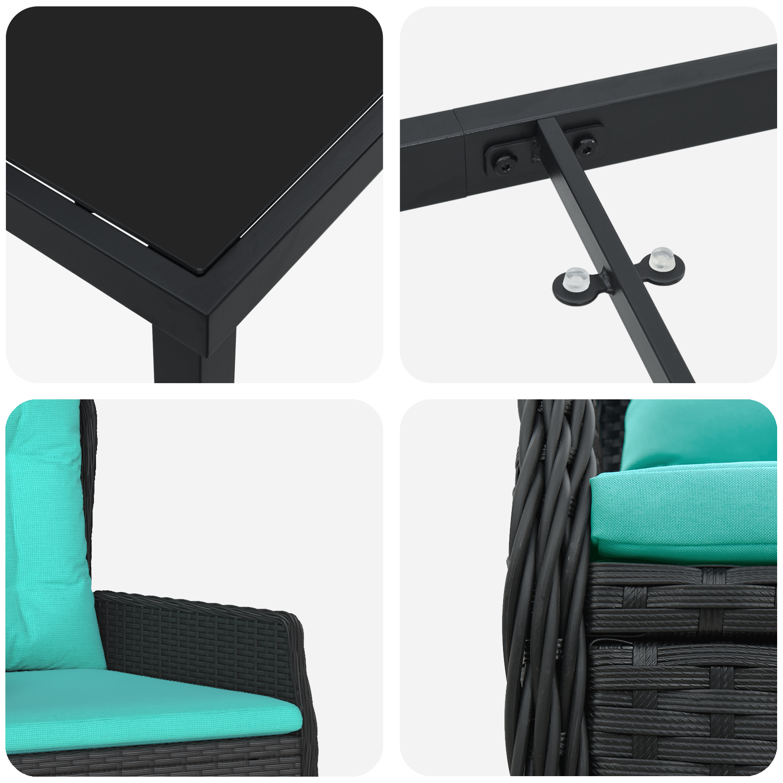 Set de 7 piese pentru dining în grădină, poliratan negru GartenMobel Dekor