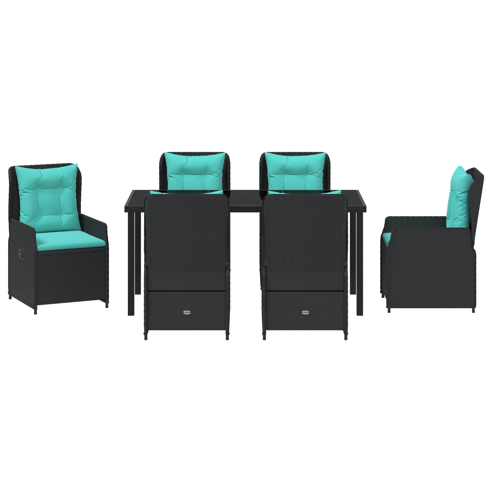 Set de 7 piese pentru dining în grădină, poliratan negru GartenMobel Dekor