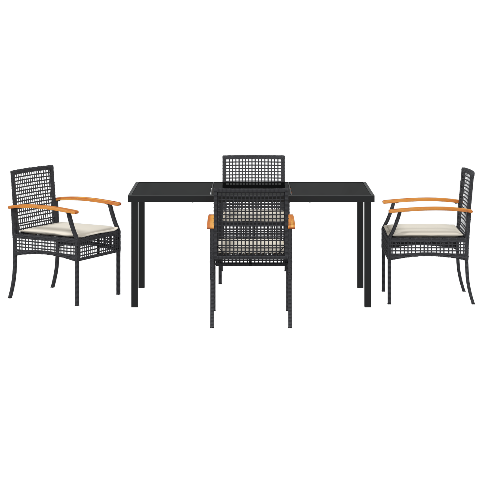 Set de Dining Grădină de 5 Piese cu Perne Negru Poliratan GartenMobel Dekor