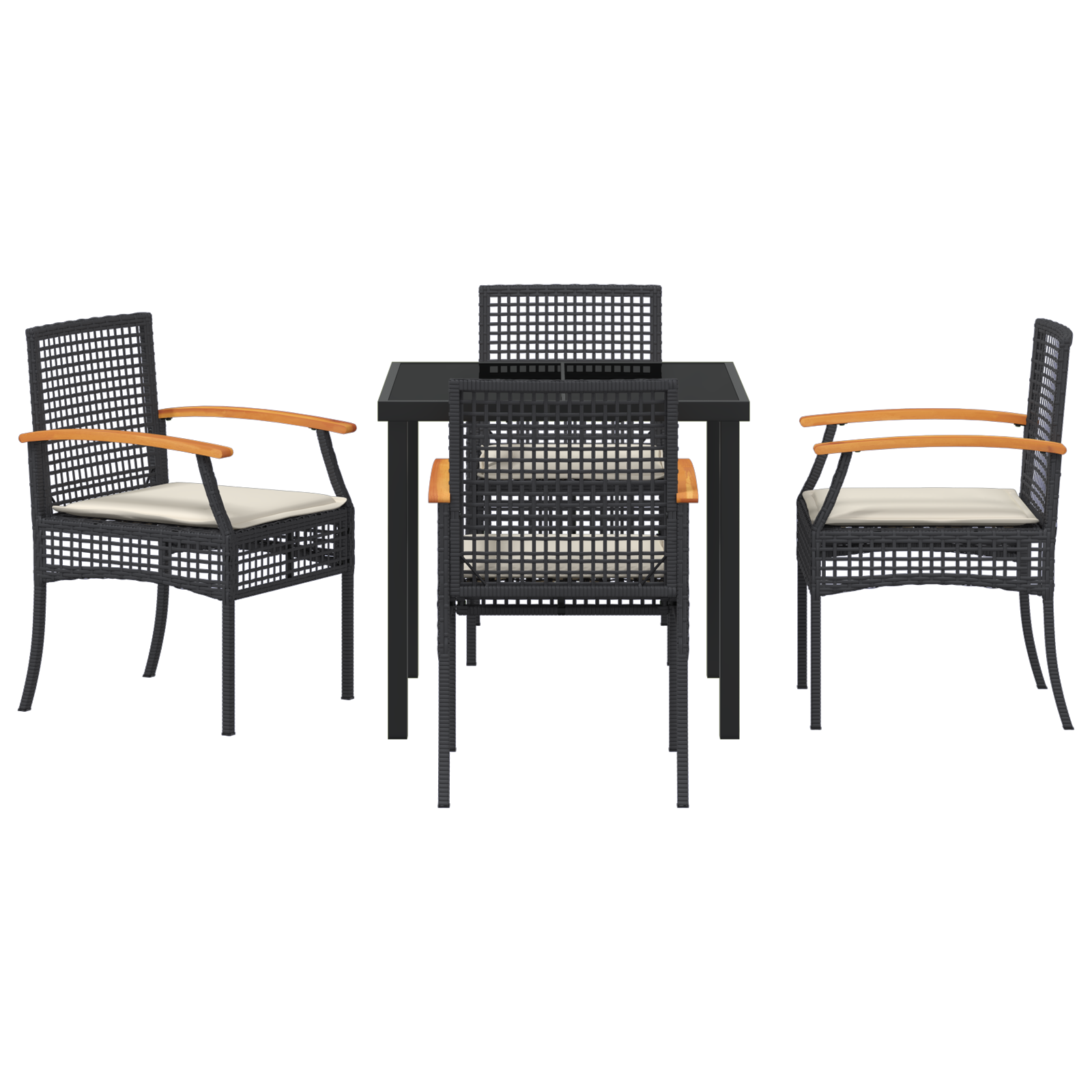 Set de Dining de Grădină 5 Piese cu Perne Negru Poliratan GartenMobel Dekor