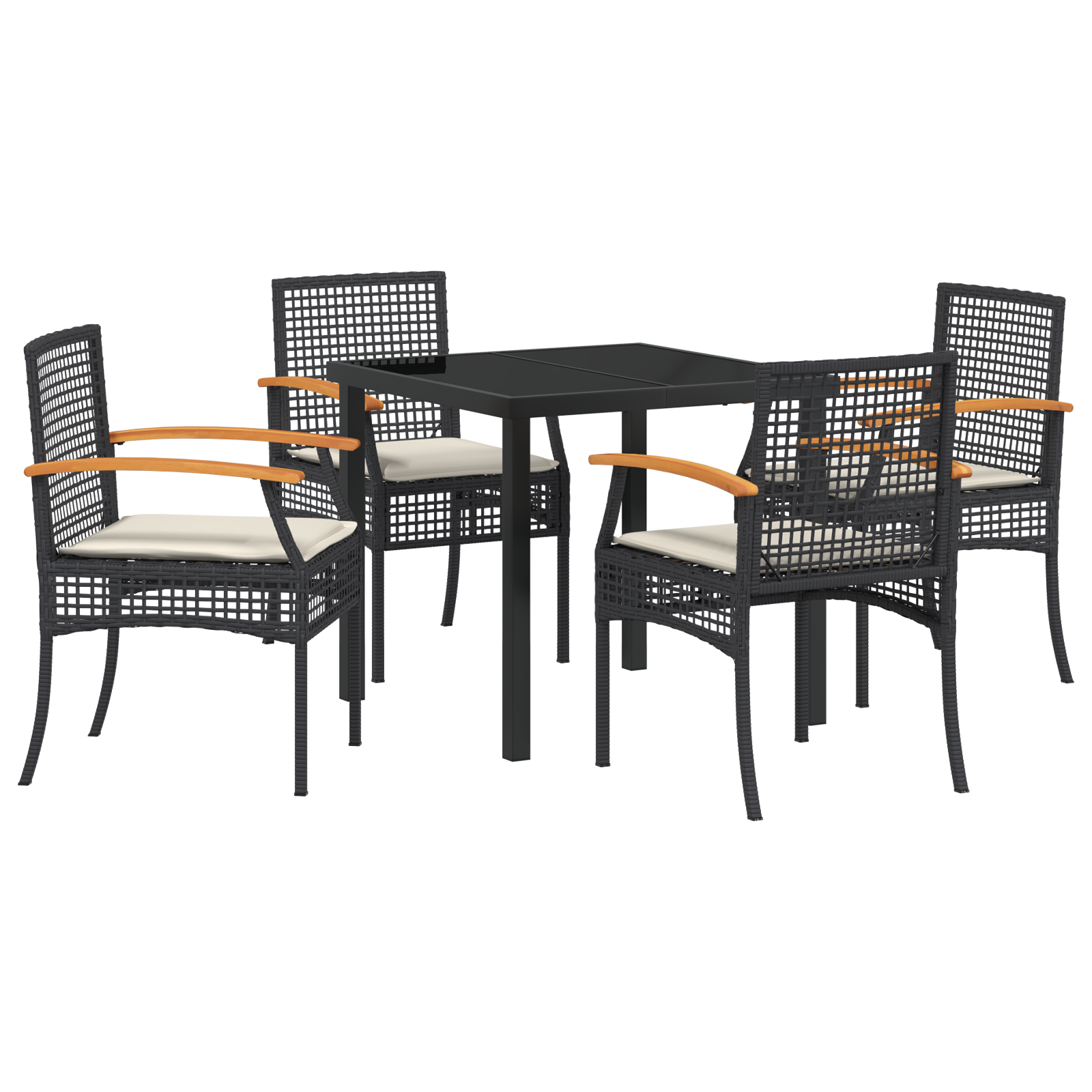 Set de Dining de Grădină 5 Piese cu Perne Negru Poliratan GartenMobel Dekor