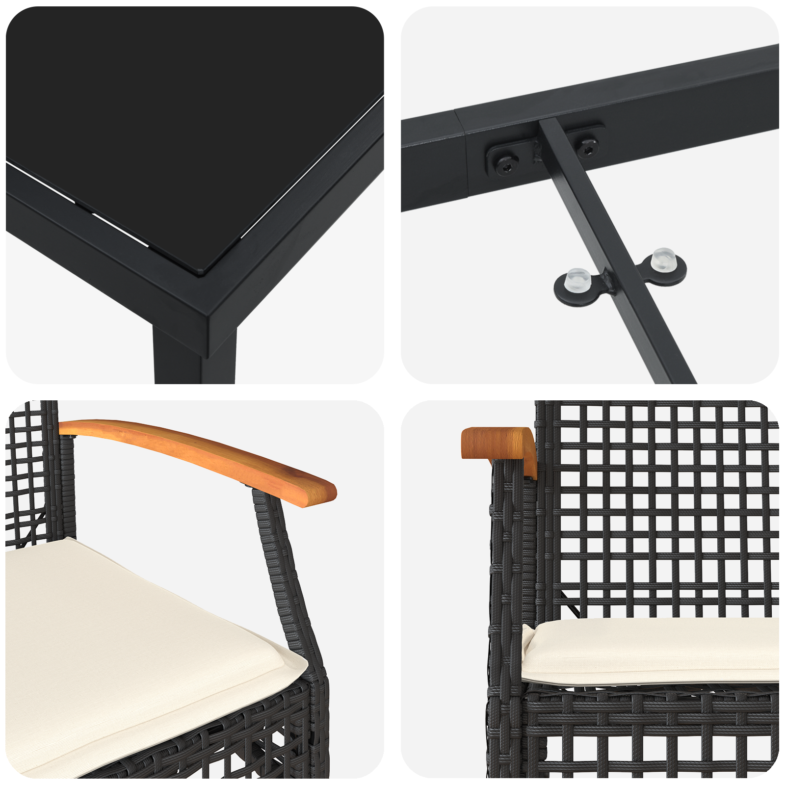 Set de Dining de Grădină 5 Piese cu Perne Negru Poliratan GartenMobel Dekor