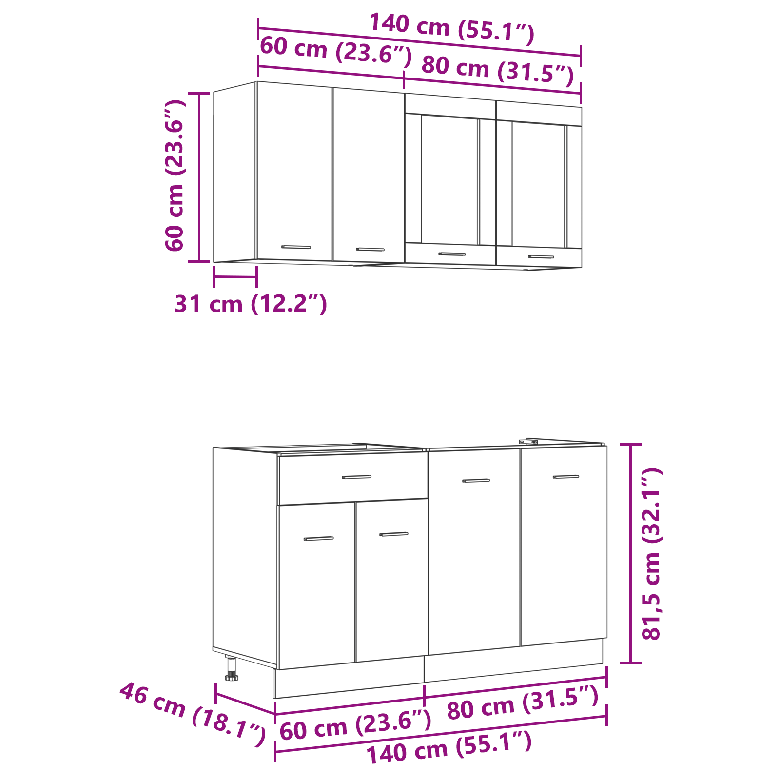 Set de Dulapuri pentru Bucătărie din 4 Piese Stejar Afumat Lemn Stratificat GartenMobel Dekor