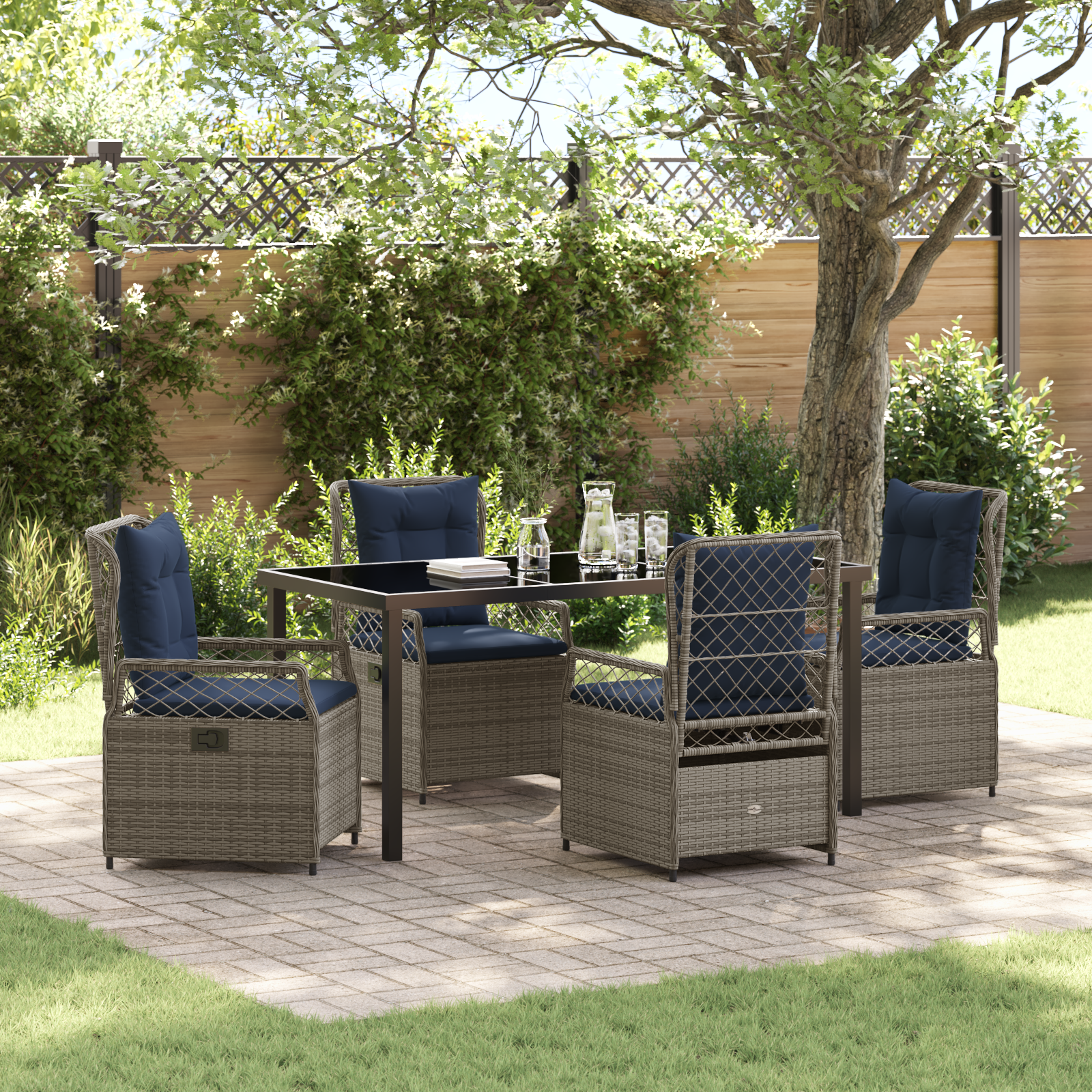 Set de Masă de Grădină 5 Piese Gri din Ratan Poli GartenMobel Dekor