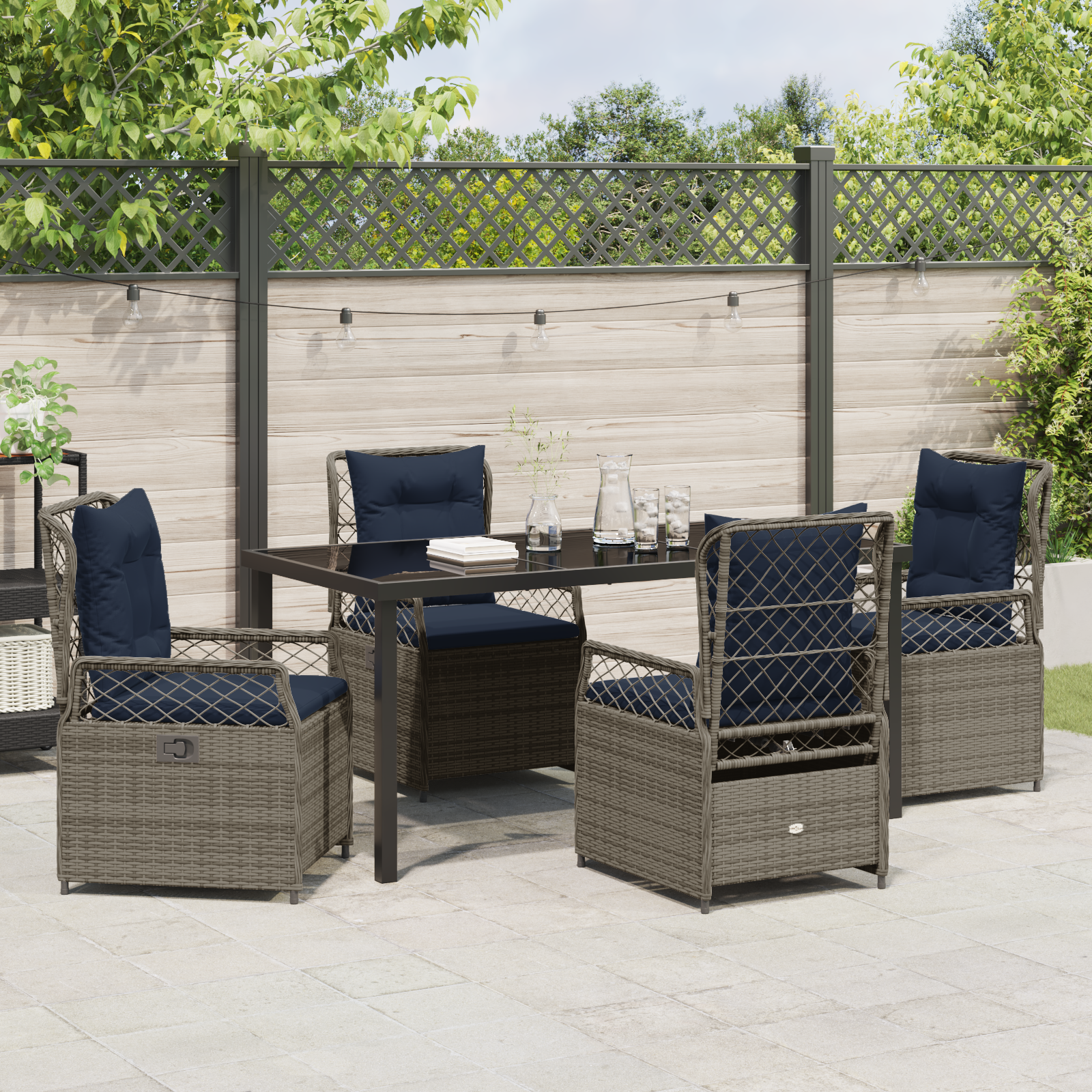 Set de Masă de Grădină 5 Piese Gri din Ratan Poli GartenMobel Dekor