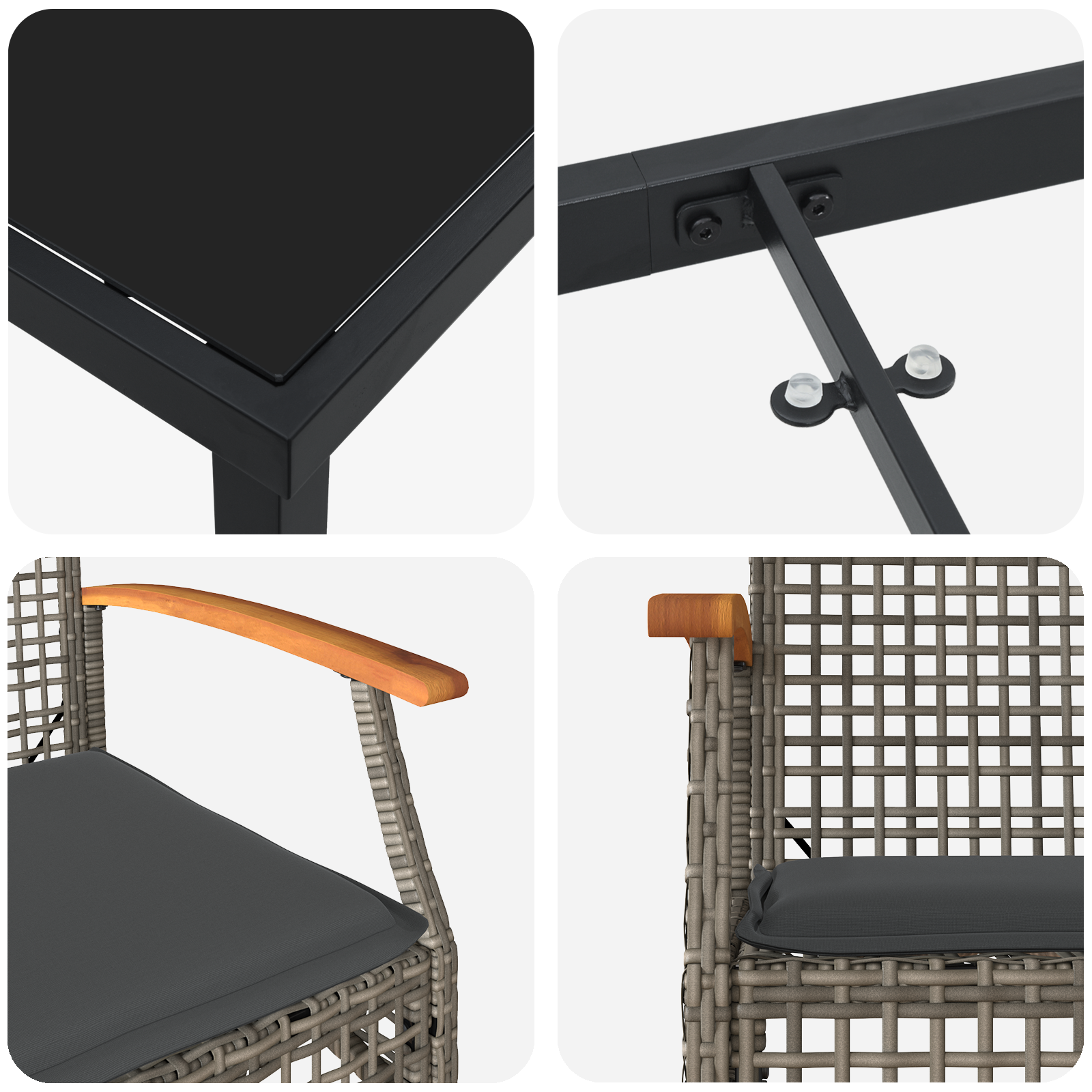 Set de Masă de Grădină cu Pernuțe Gri Poliratan GartenMobel Dekor